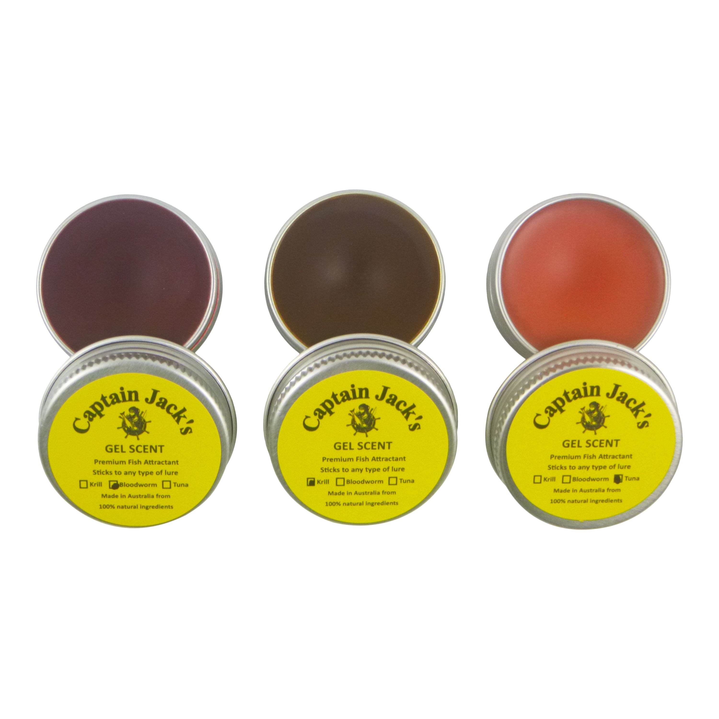 Fishing Tackle: Captain Jack's 'Frenzy' Gel Scent - 3 Pack, Bloodworm, Krill, Tuna