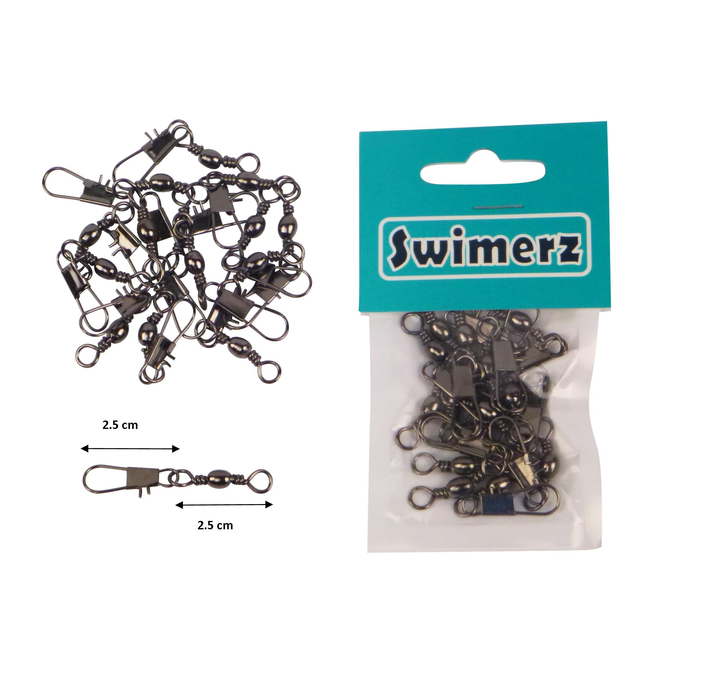 Fishing Tackle: Swimerz Barrel Swivel w Interlock Snap, Size 3, 15 pack