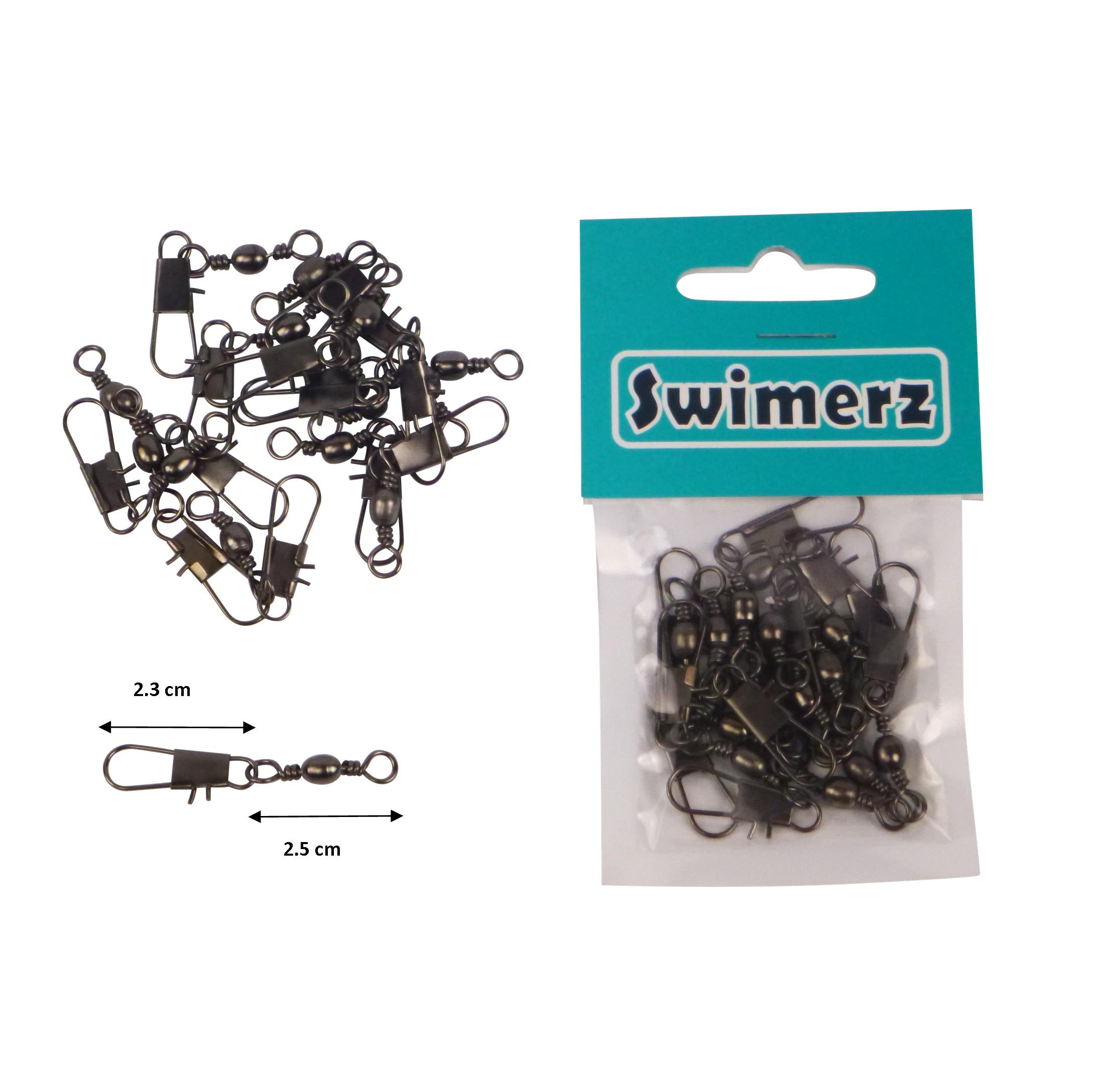 Fishing Tackle: Swimerz Barrel Swivel w Interlock Snap, Size 4, 15 pack