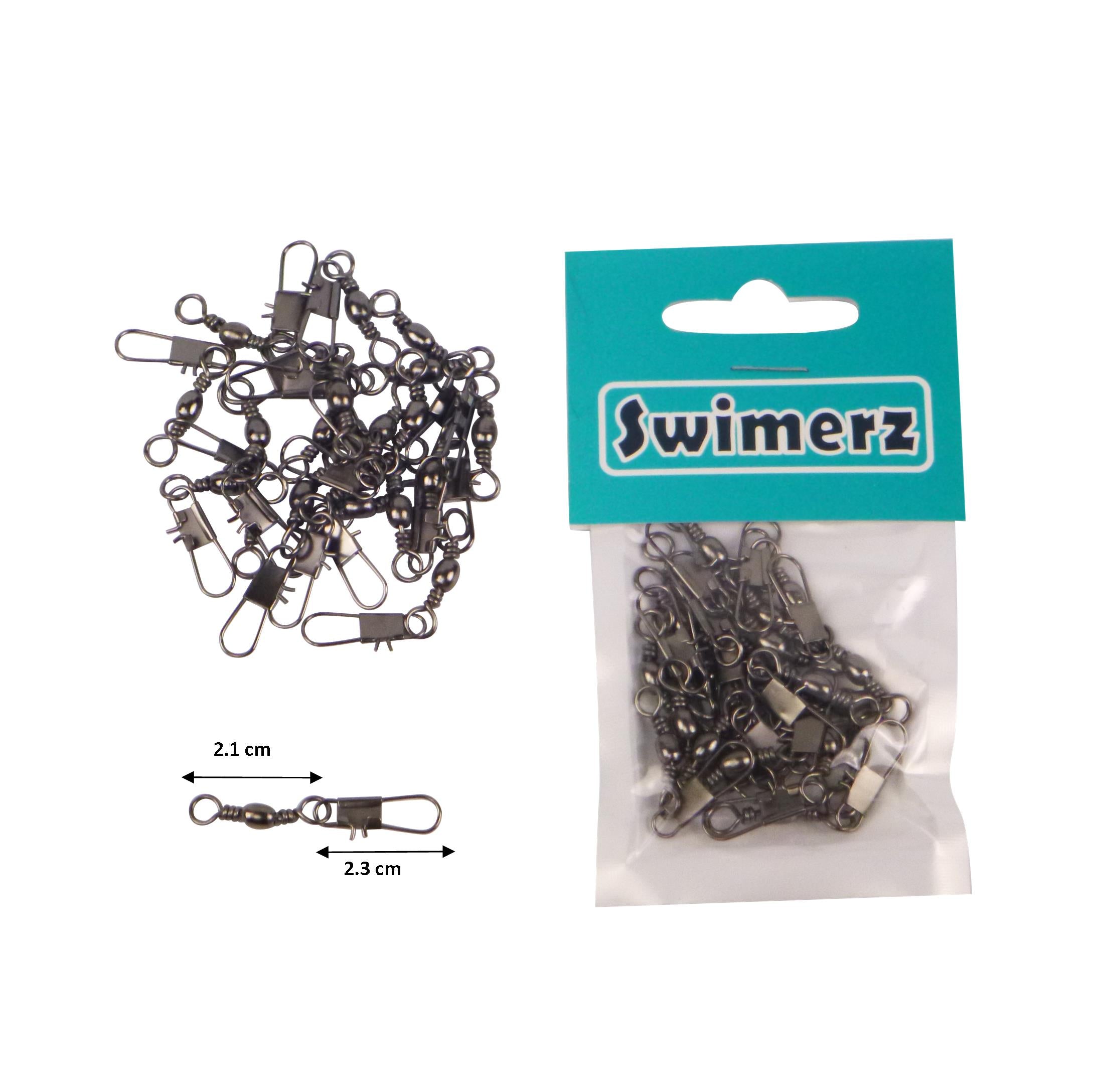 Fishing Tackle: Swimerz Barrel Swivel w Interlock Snap, Size 6, 20 pack