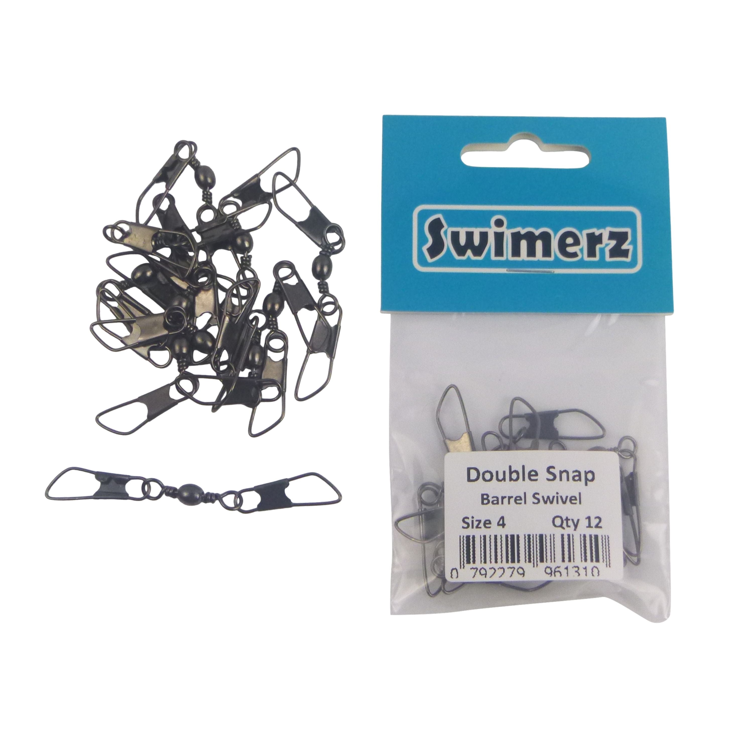 Fishing Tackle: Swimerz Double Snap Barrel Swivels, Size 4, 12 pack