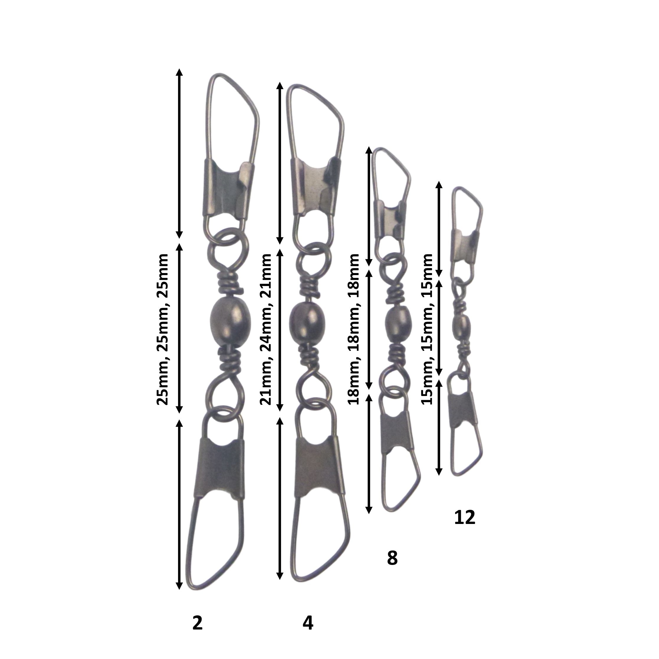 Fishing Tackle: Swimerz Double Snap Barrel Swivels, Size 8, 15 pack