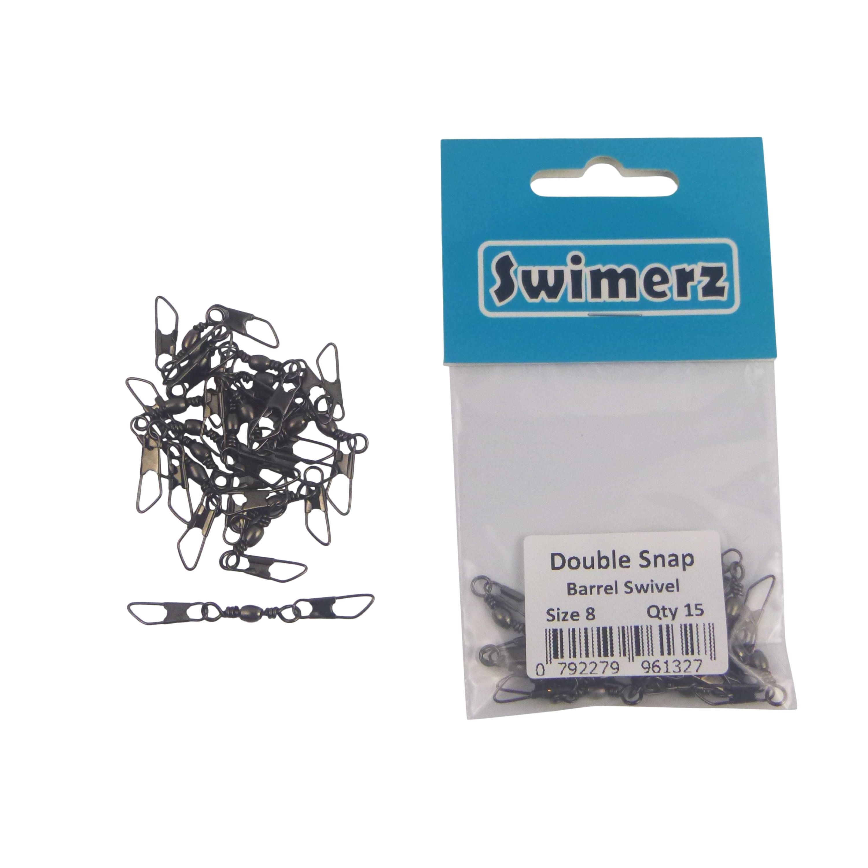 Fishing Tackle: Swimerz Double Snap Barrel Swivels, Size 8, 15 pack