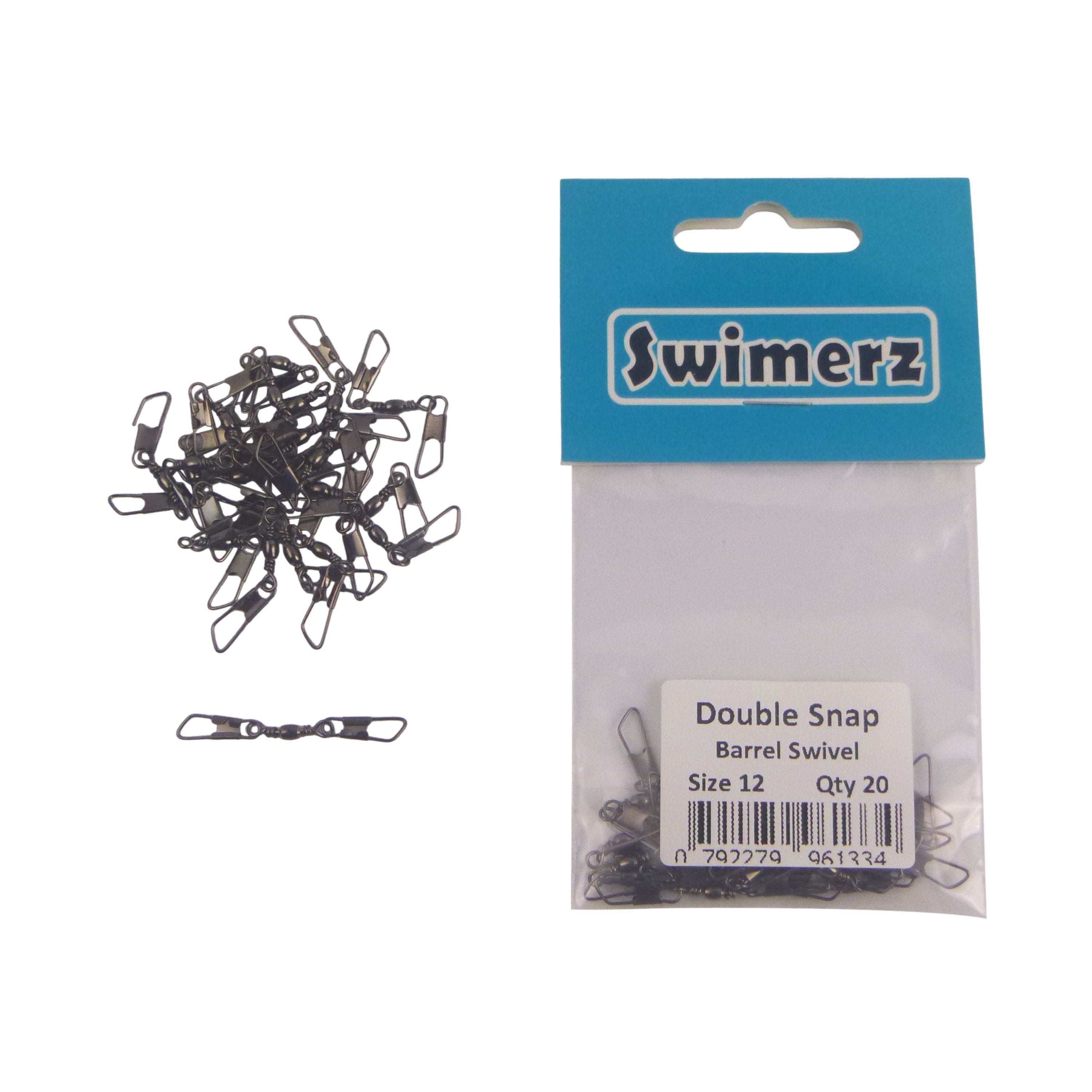 Fishing Tackle: Swimerz Double Snap Barrel Swivels, Size 12, 20 pack