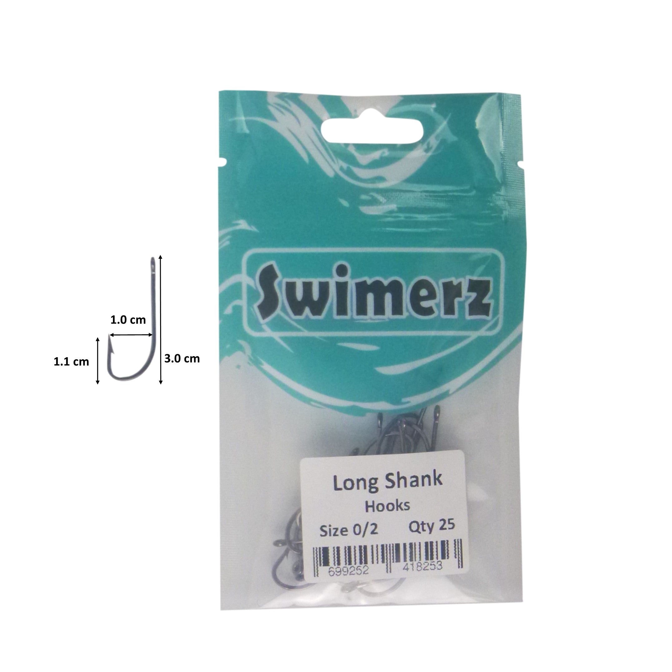Fishing Tackle: Swimerz 0/2 Long Shank Worm Hook 25 Pack