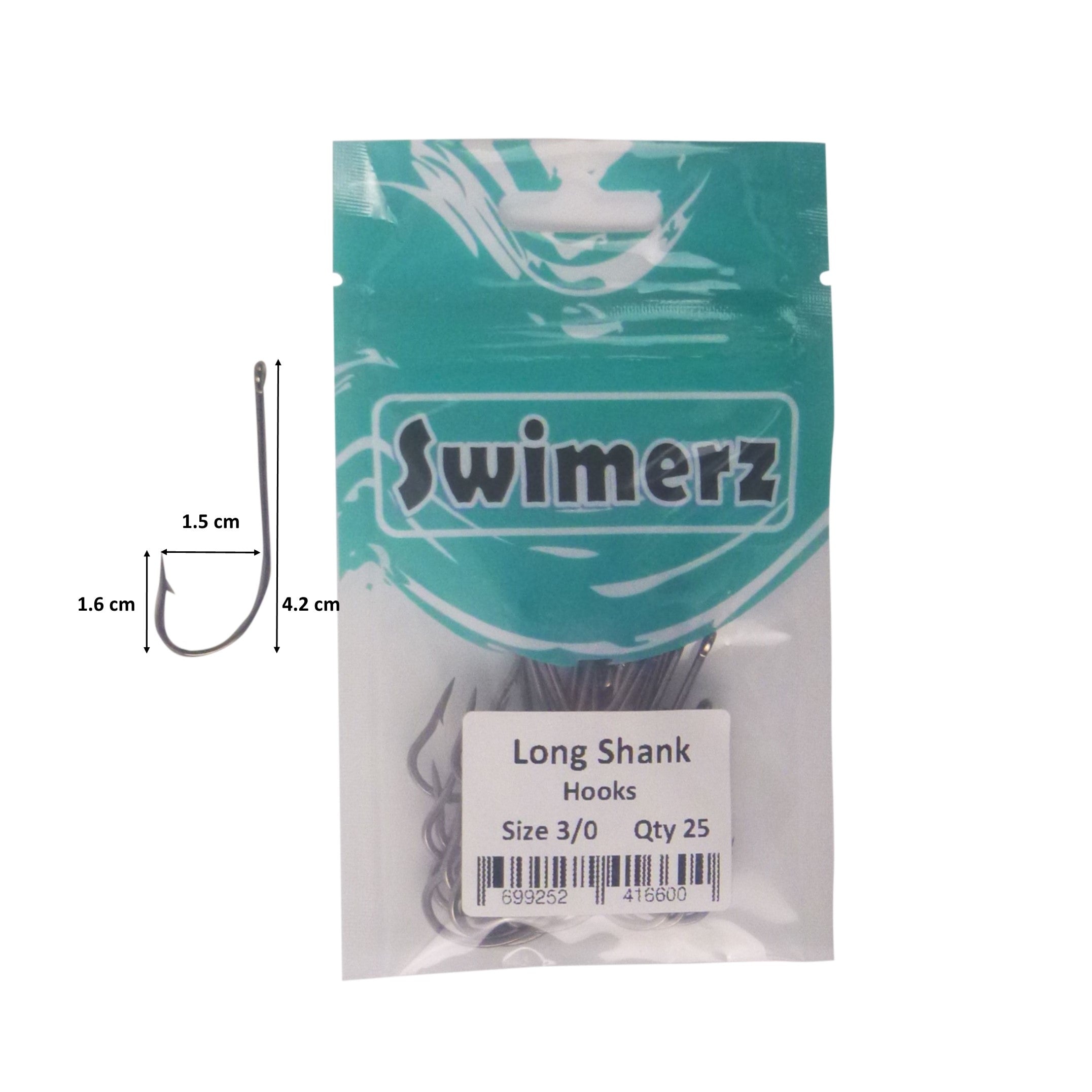 Fishing Tackle: Swimerz 3/0 Long Shank Worm Hook 25 Pack