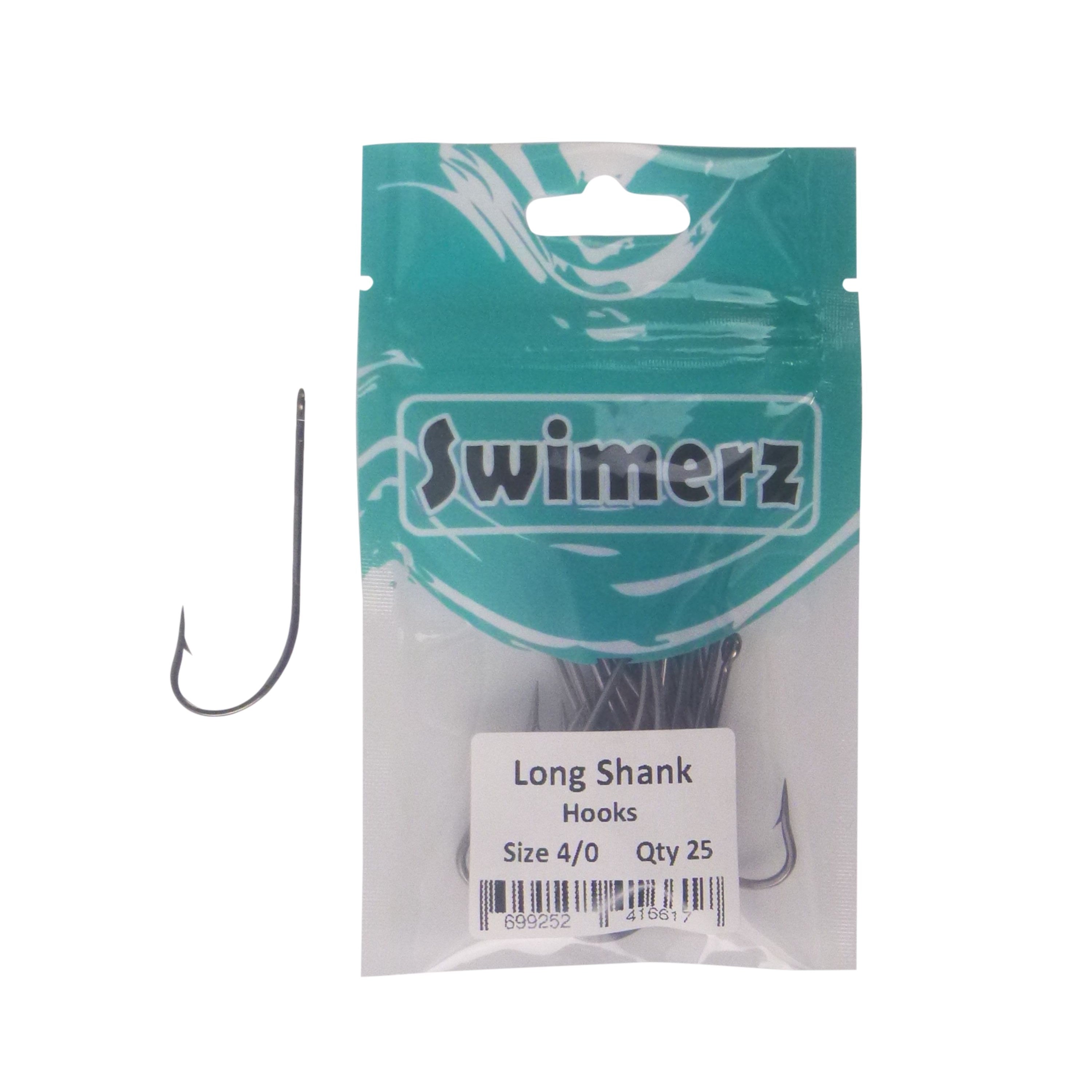 Fishing Tackle: Swimerz 4/0 Long Shank Worm Hook 25 Pack