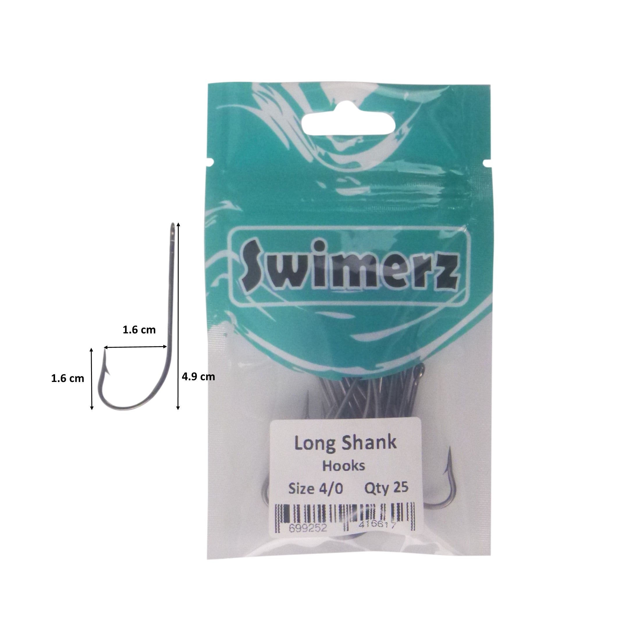 Fishing Tackle: Swimerz 4/0 Long Shank Worm Hook 25 Pack