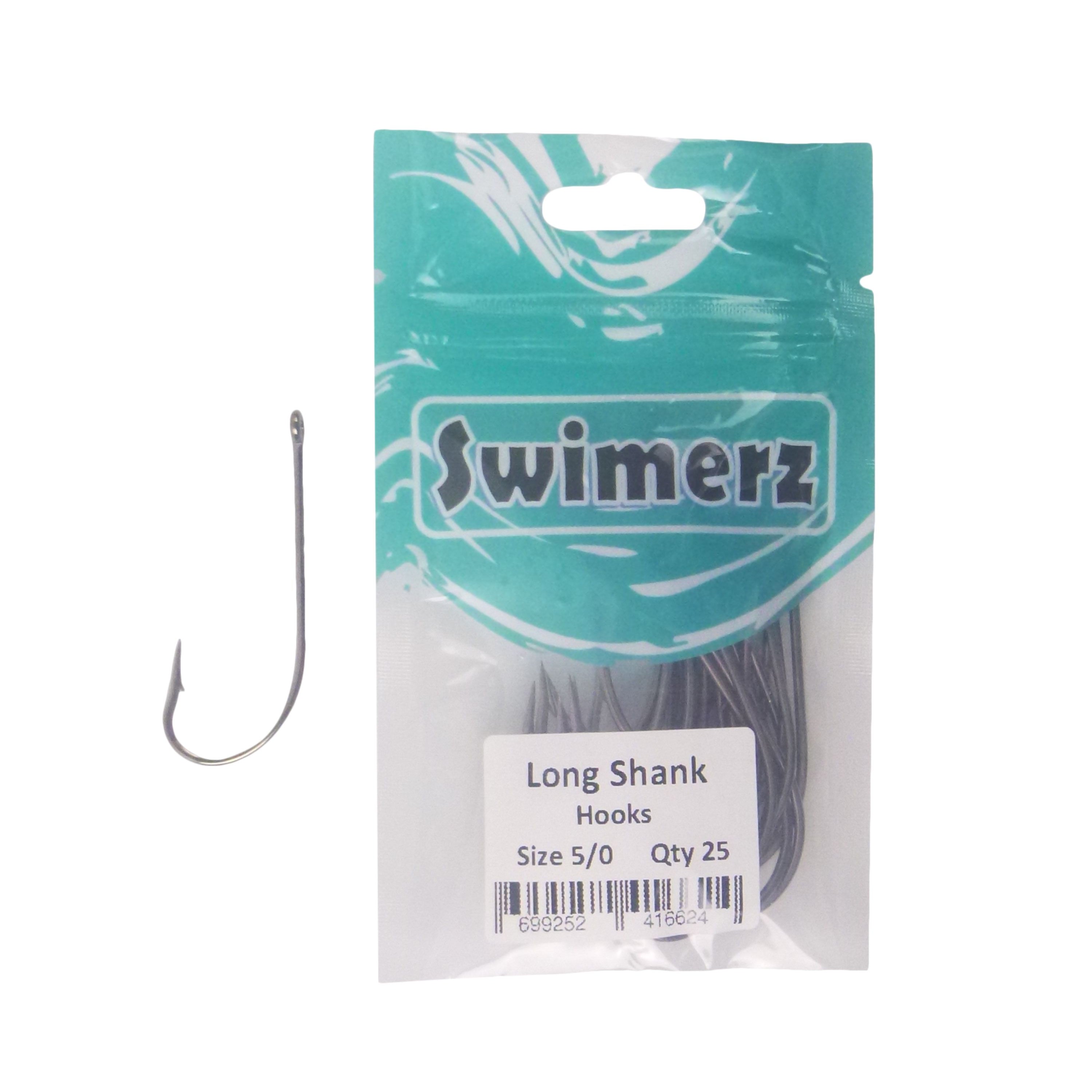 Fishing Tackle: Swimerz 5/0 Long Shank Worm Hook 25 Pack