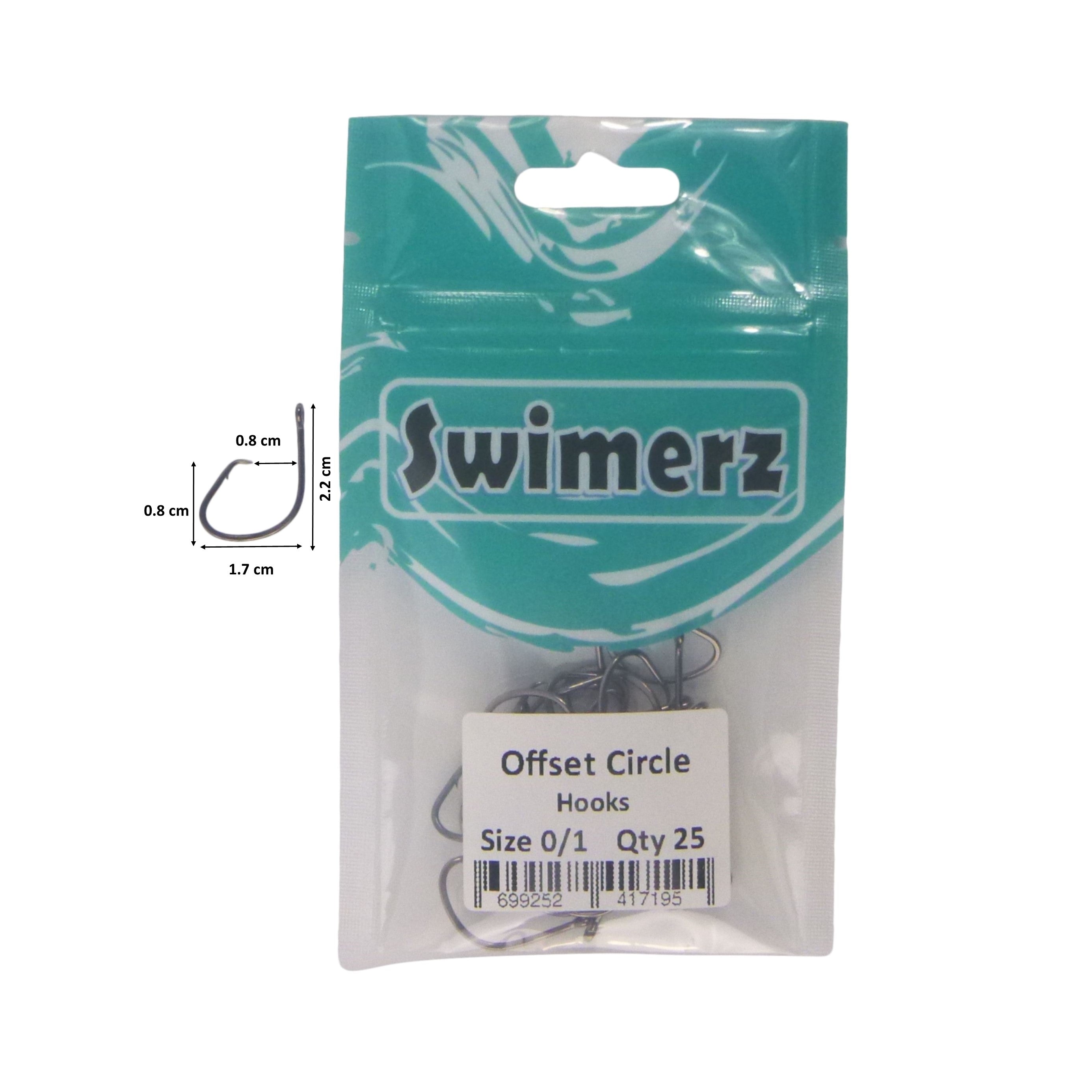 Fishing Tackle: Swimerz 0/1 Offset Circle Hook 25 Pack