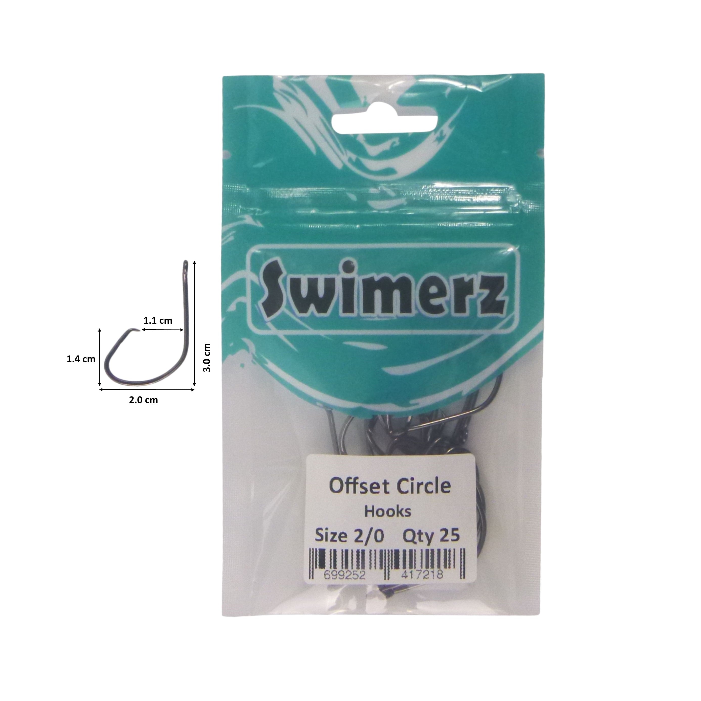 Fishing Tackle: Swimerz 2/0 Offset Circle Hook 25 Pack