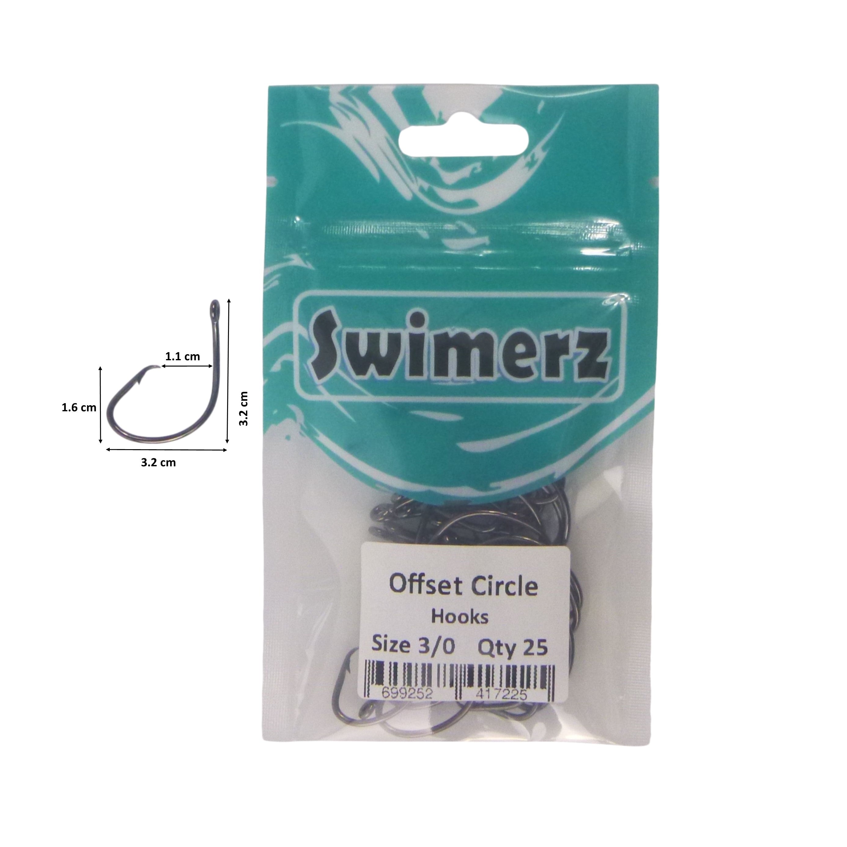 Fishing Tackle: Swimerz 3/0 Offset Circle Hook 25 pack