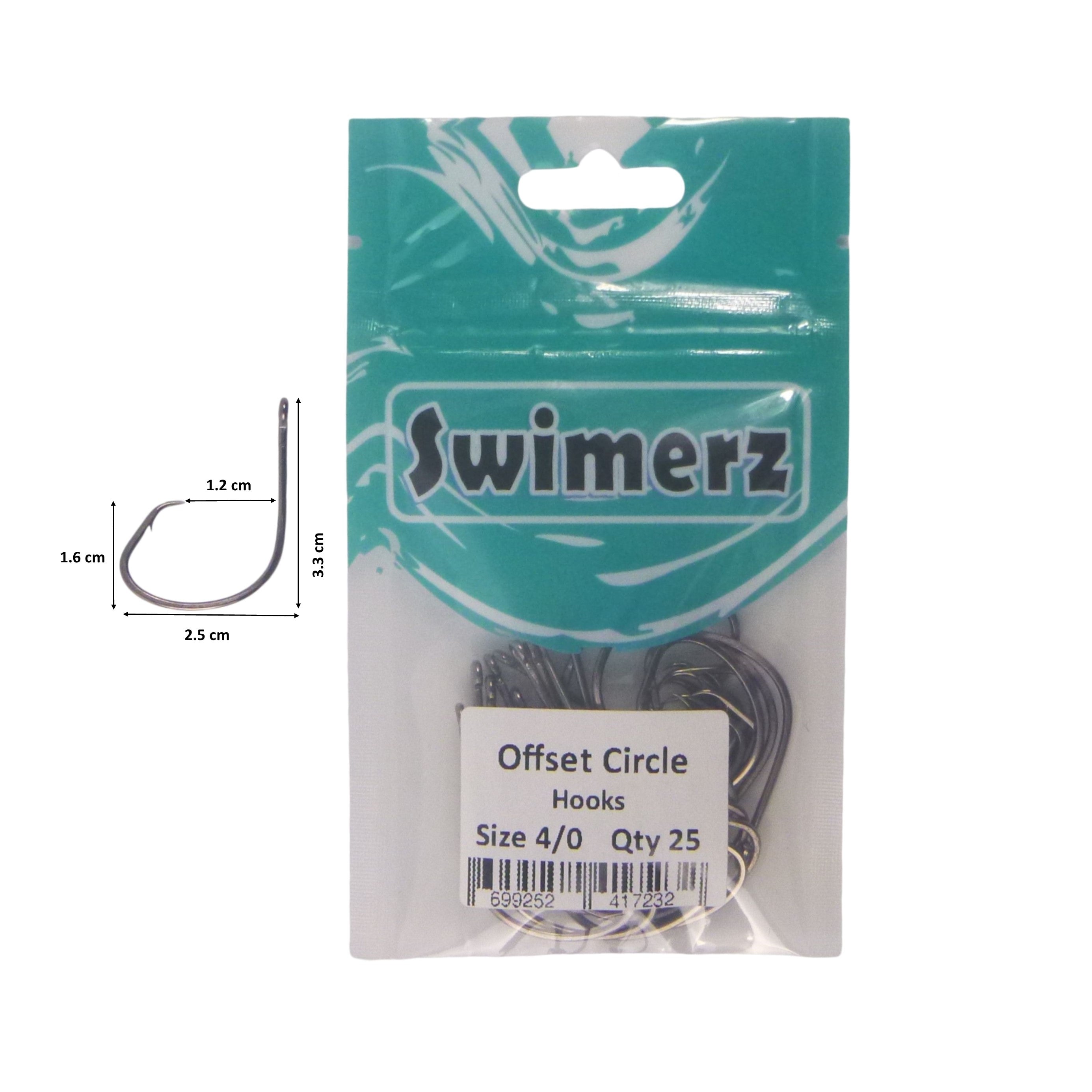 Fishing Tackle: Swimerz 4/0 Offset Circle Hook 25 pack
