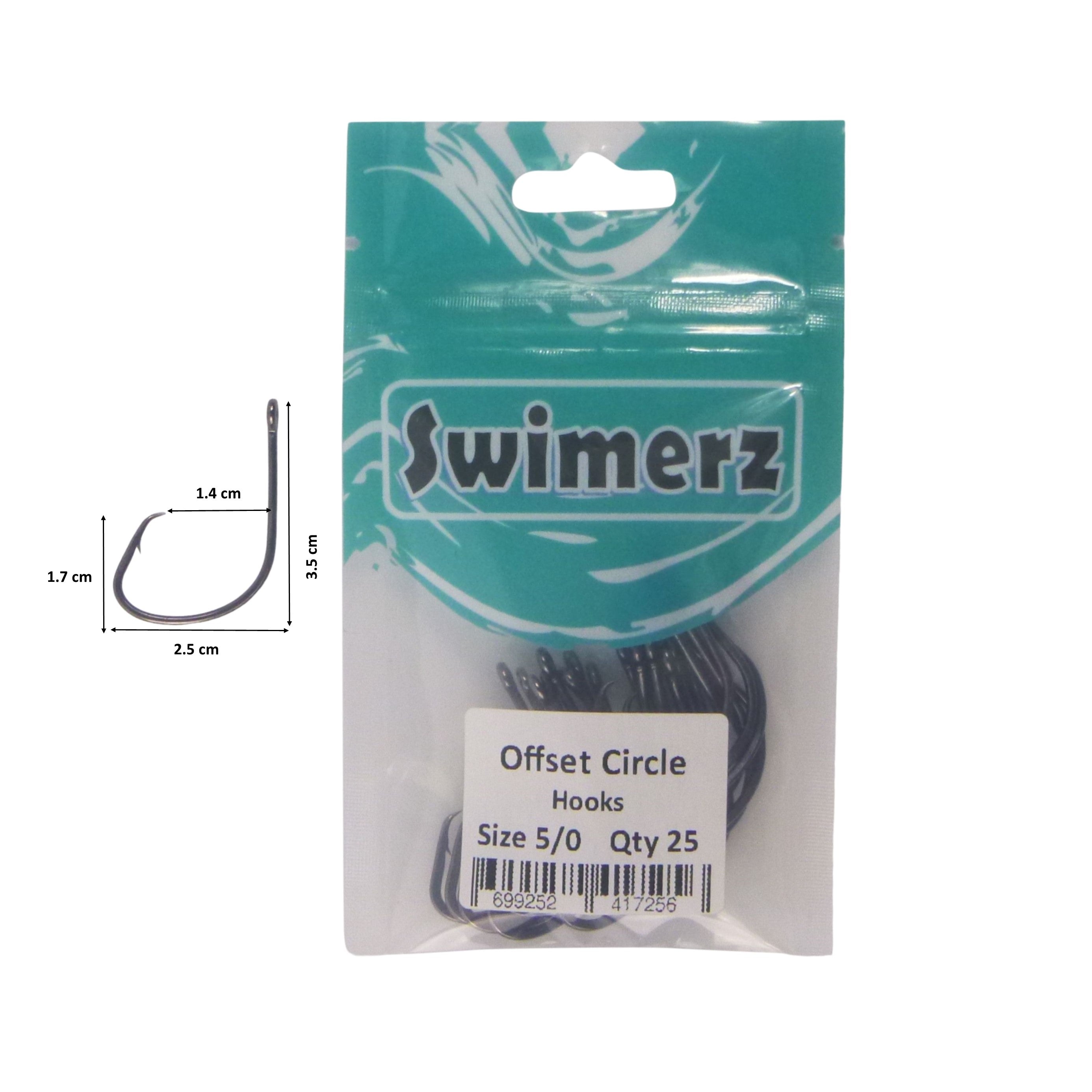 Fishing Tackle: Swimerz 5/0 Offset Circle Hook 25 pack