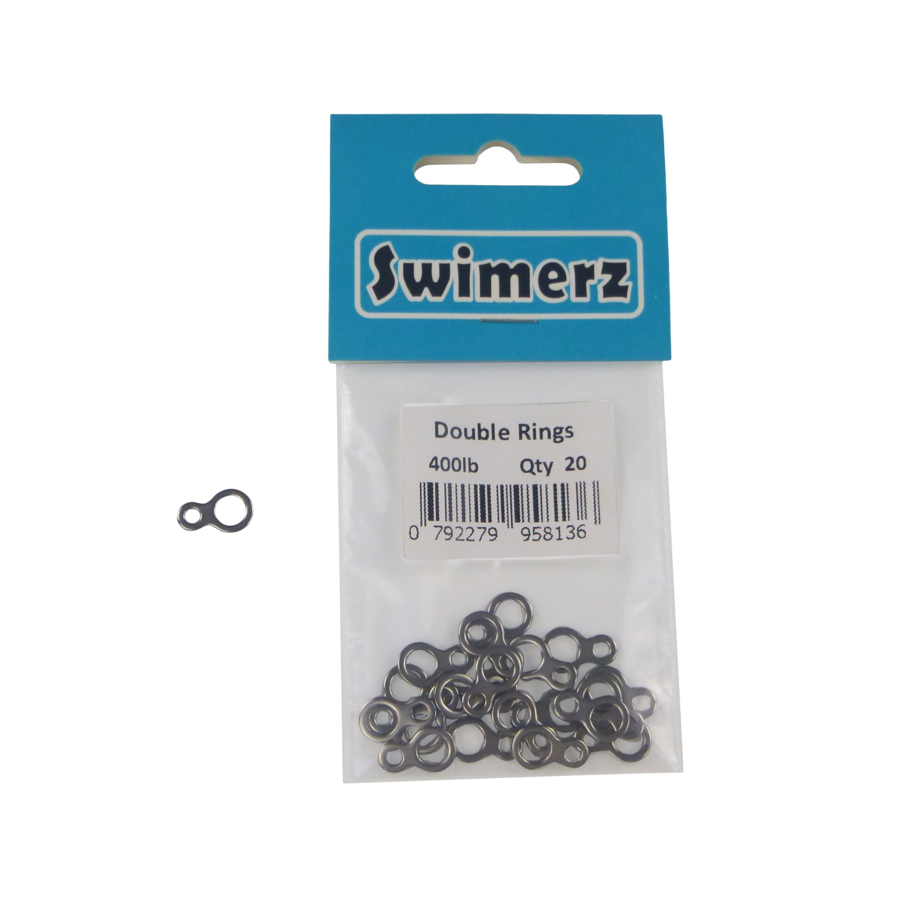 Fishing Tackle: Swimerz 180kg Solid Double Rings, 14mm, 20 pack