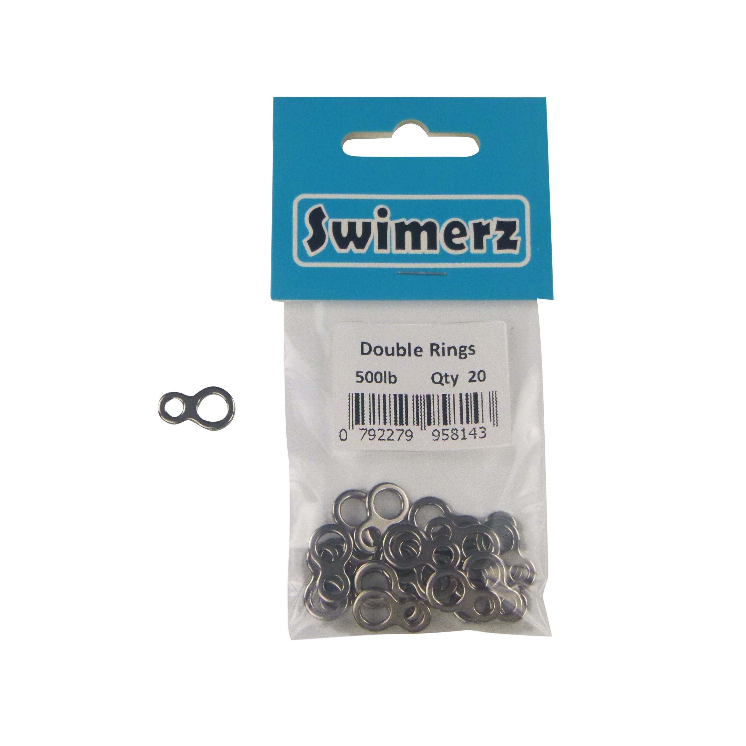 Fishing Tackle: Swimerz 225kg Solid Double Rings, 17mm, 20 pack