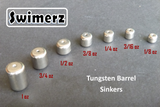 Fishing Tackle: Swimerz 3/4oz Tungsten Barrel Sinker, Qty 2 per Pack.