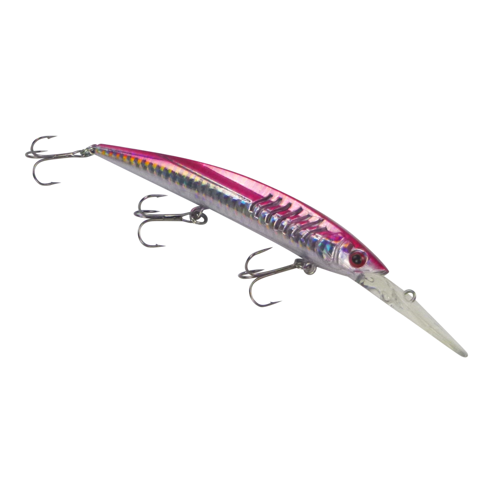 Fishing Tackle: Finesse 'Flash Minnow' Magenta Silver, 150mm Deep Diving Lure