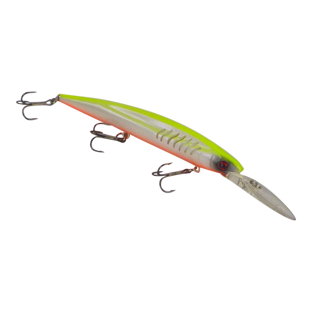Fishing Tackle: Finesse Flash Minnow, Lime Orange, 150mm Deep Diving Lure