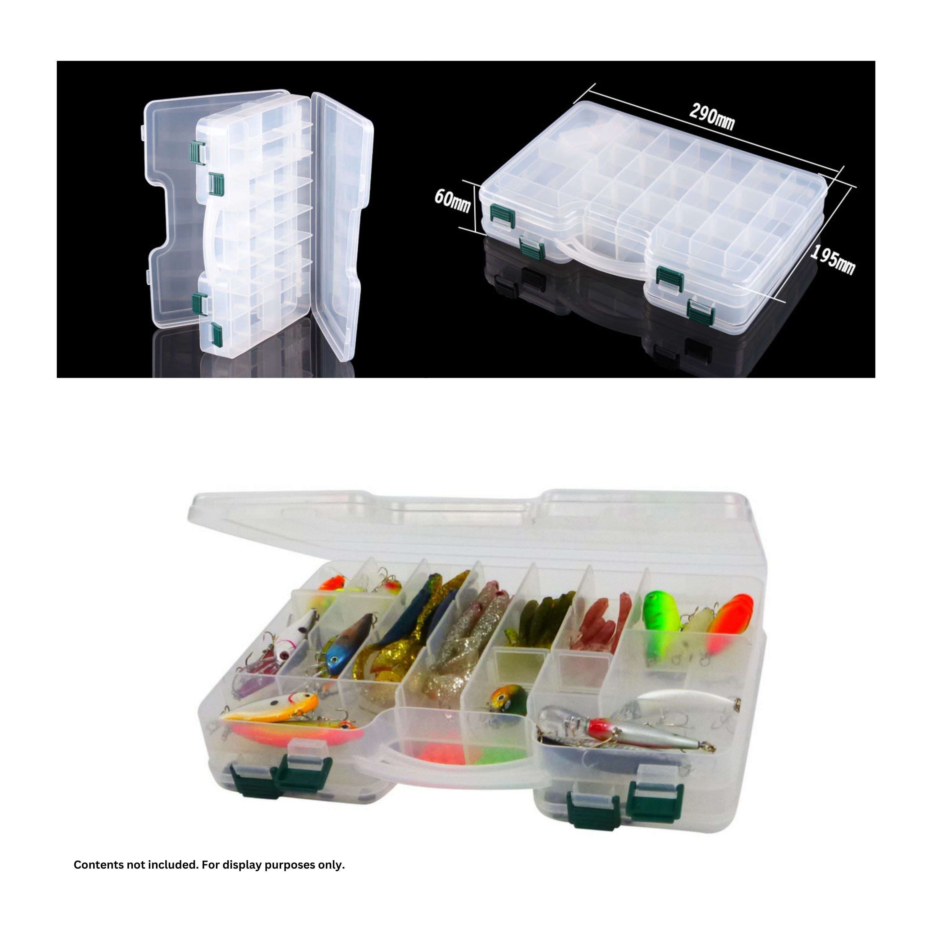 Fishing Tackle: Rig Ezy 44 Compartment Double-sided Tackle Box. 295mmL x 210mmW x 6ommD