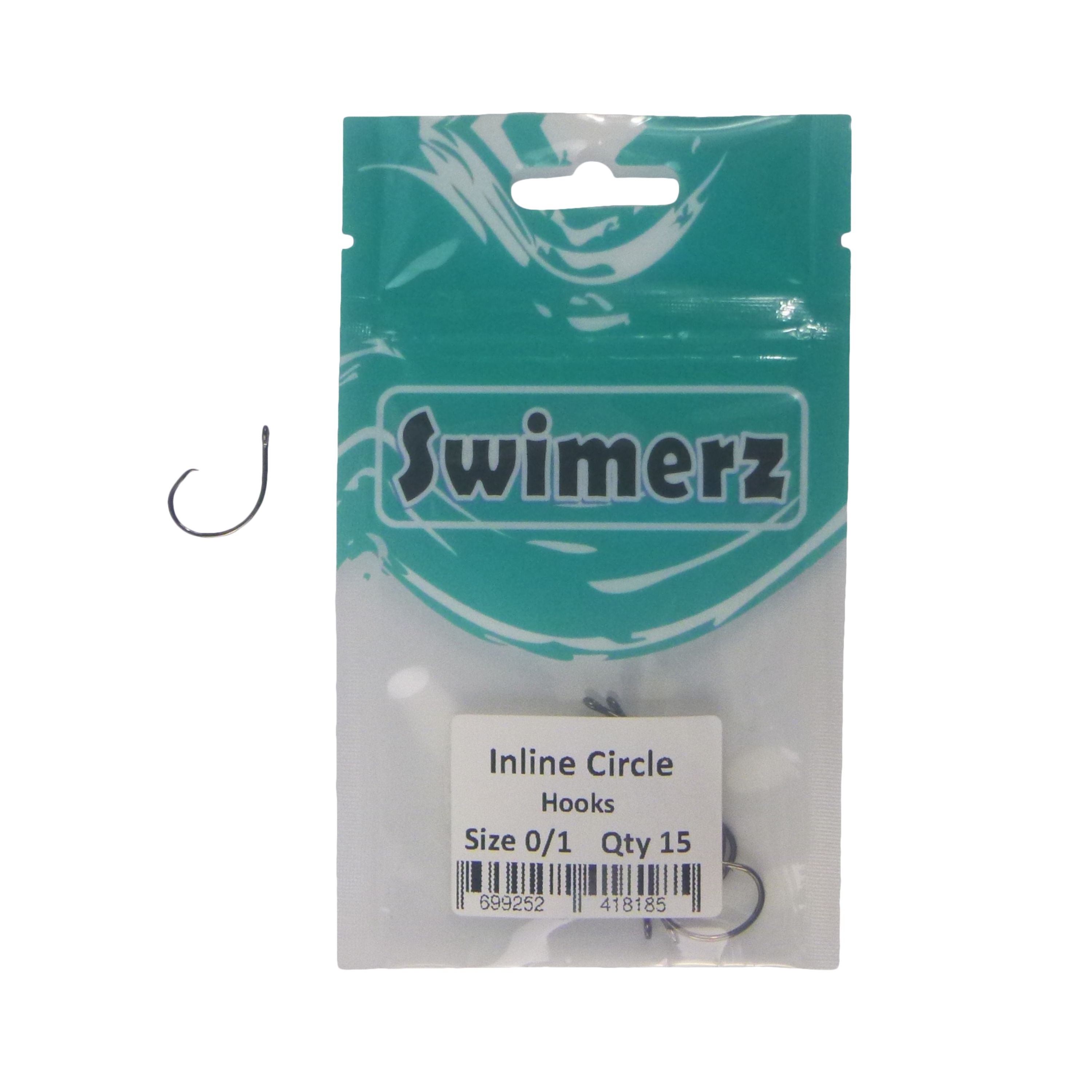 Fishing Tackle: Swimerz 0/1 Inline Circle Hook 15 Pack
