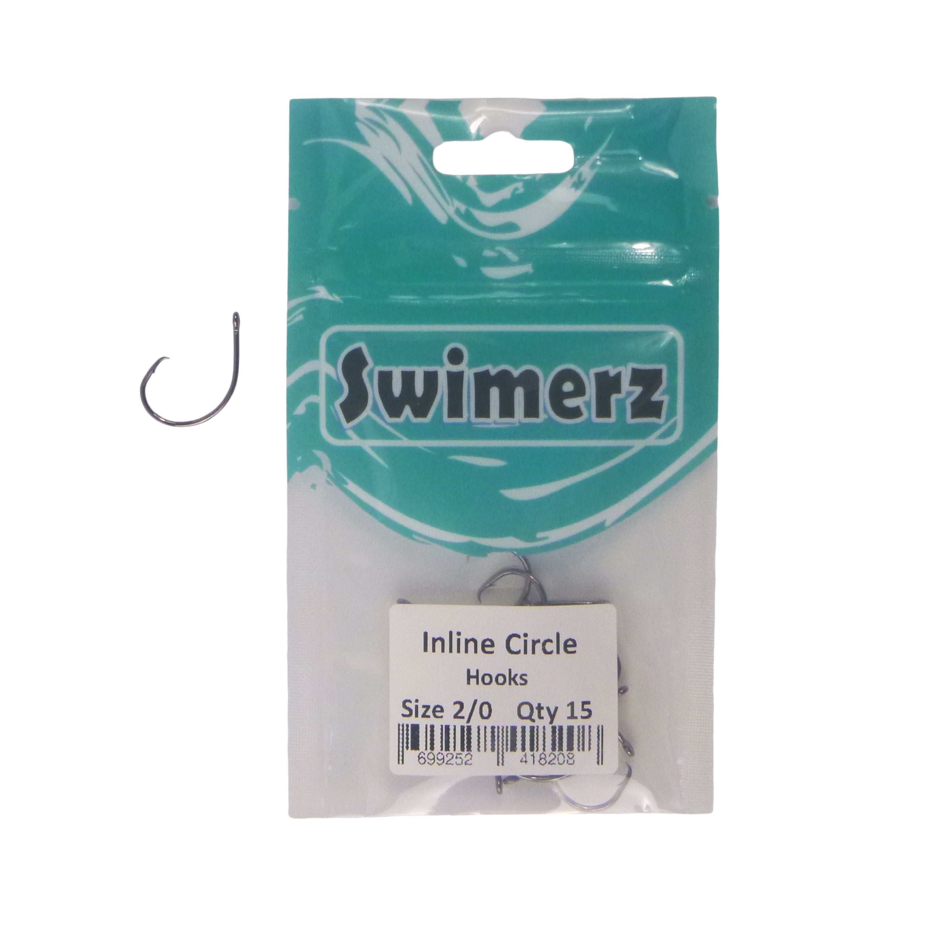 Fishing Tackle: Swimerz 2/0 Inline Circle Hook 15 Pack