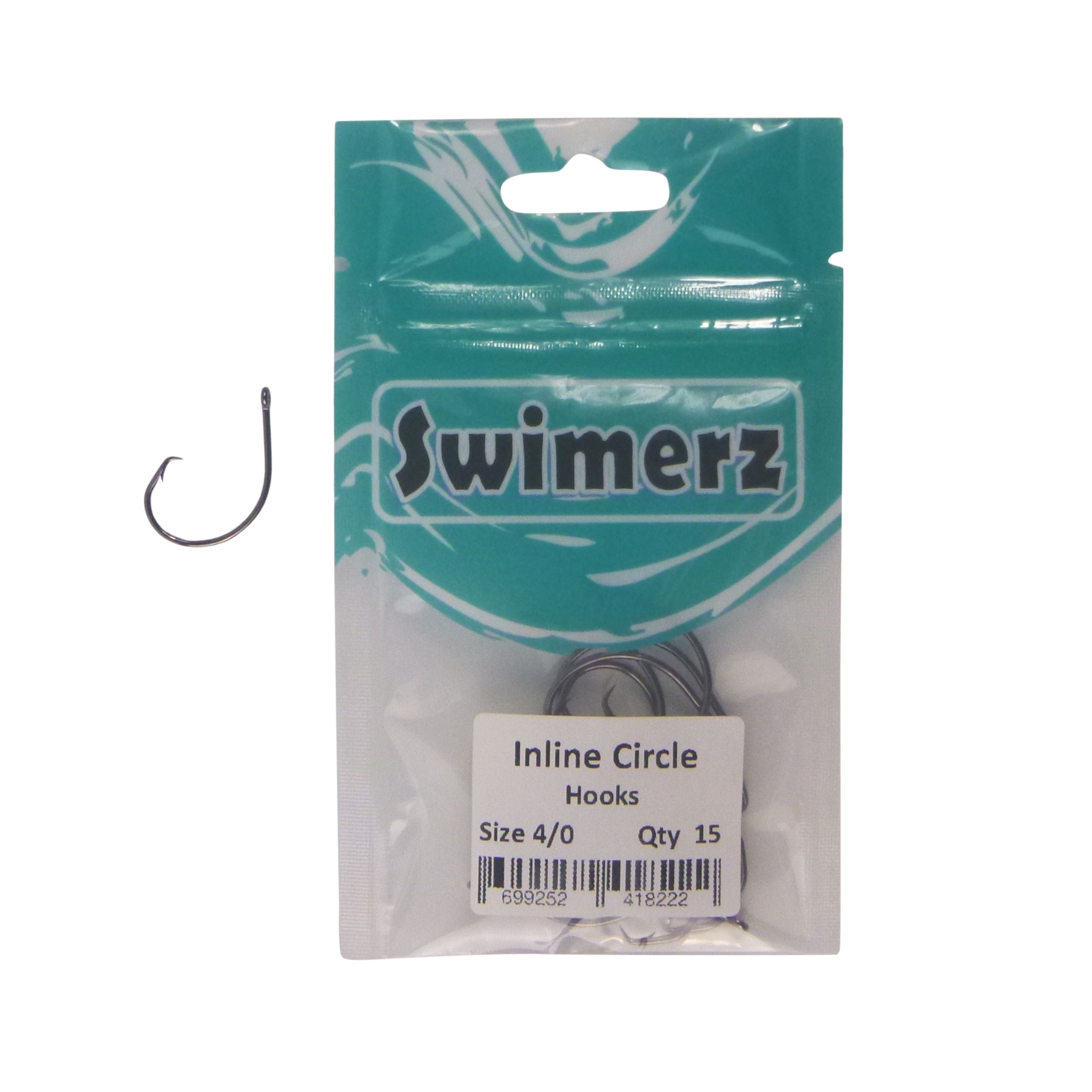 Fishing Tackle: Swimerz 4/0 Inline Circle Hook 15 pack