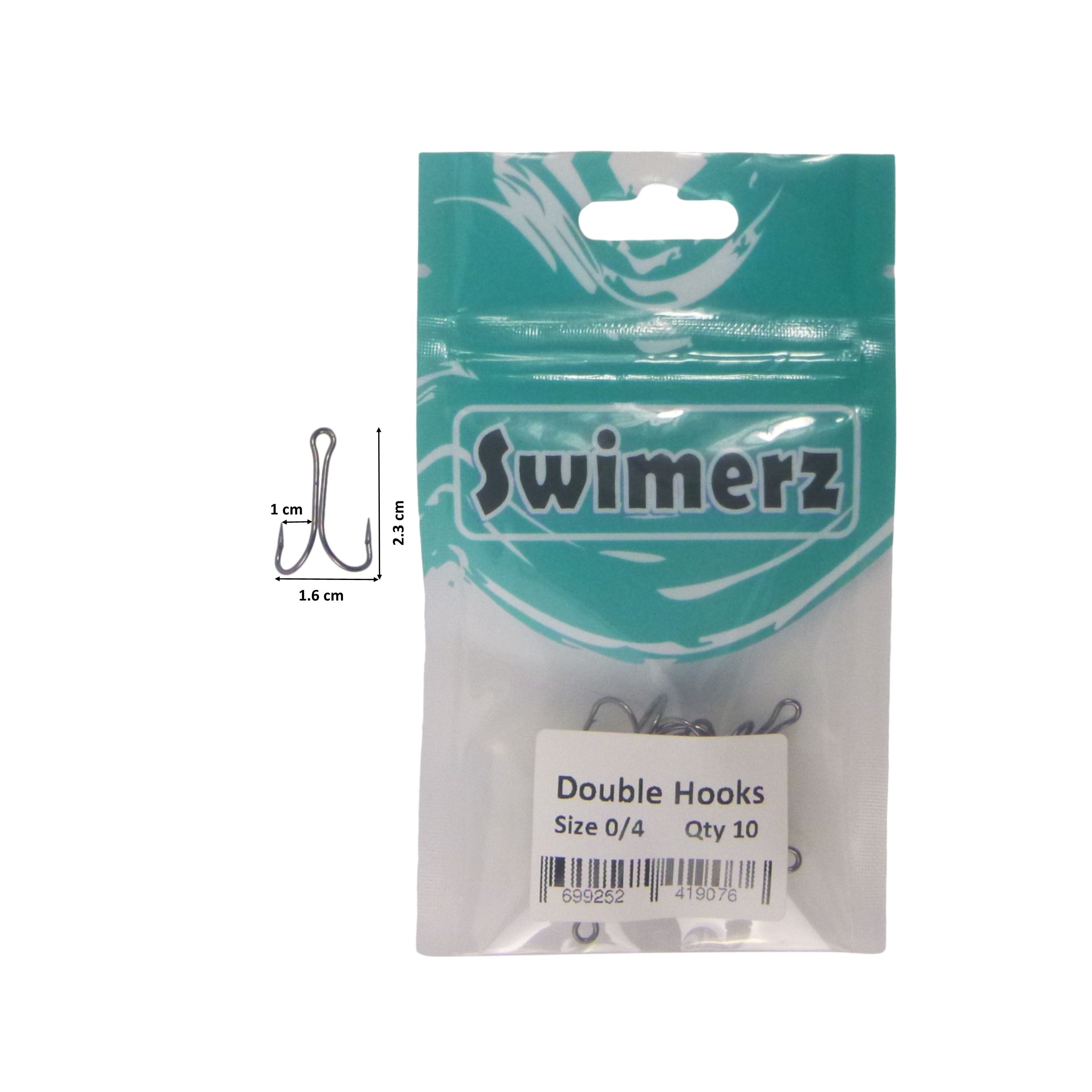 Fishing Tackle: Swimerz Size 4 Extra Strong Double Hook 10 Pack