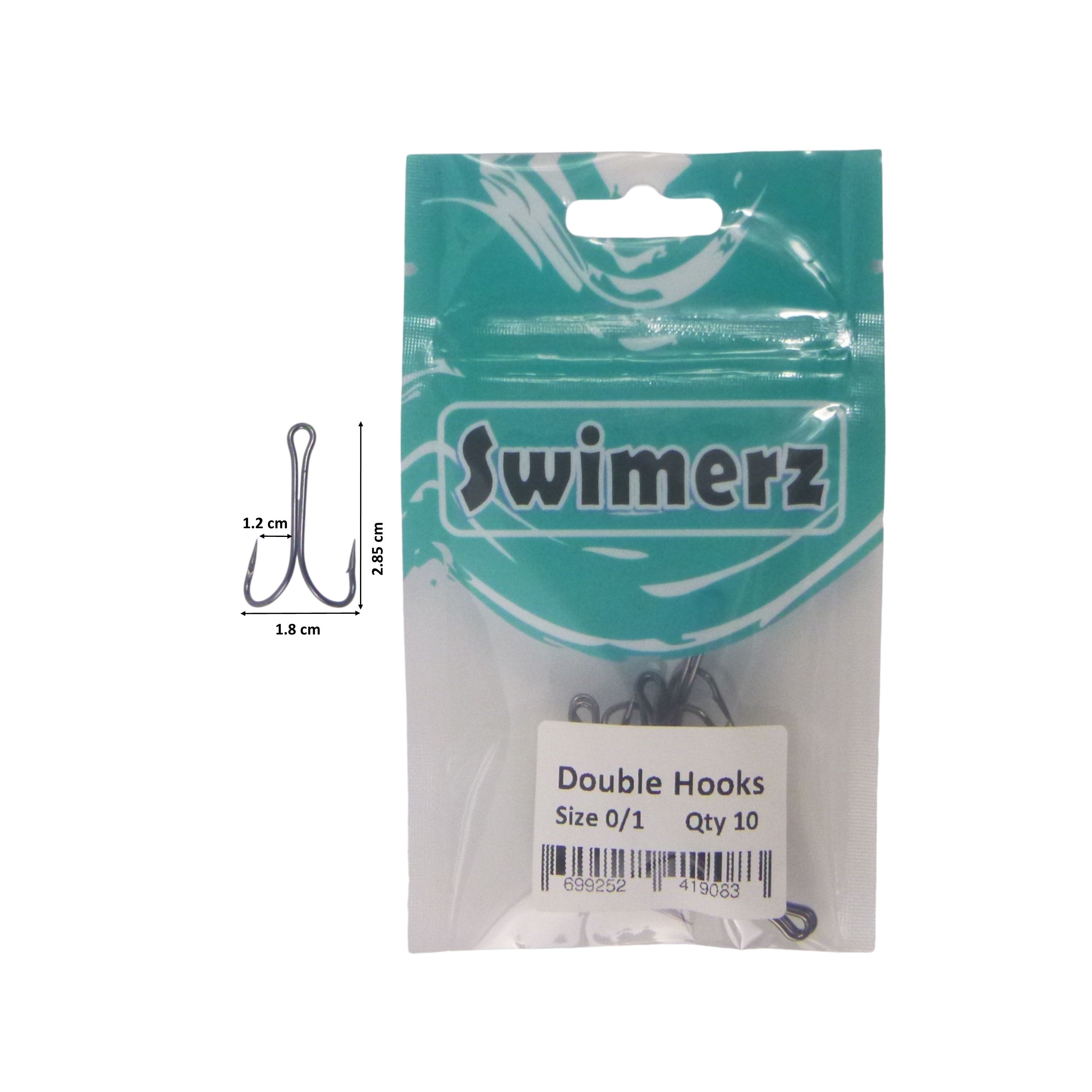 Fishing Tackle: Swimerz Size 1 Extra Strong Double Hook 10 Pack