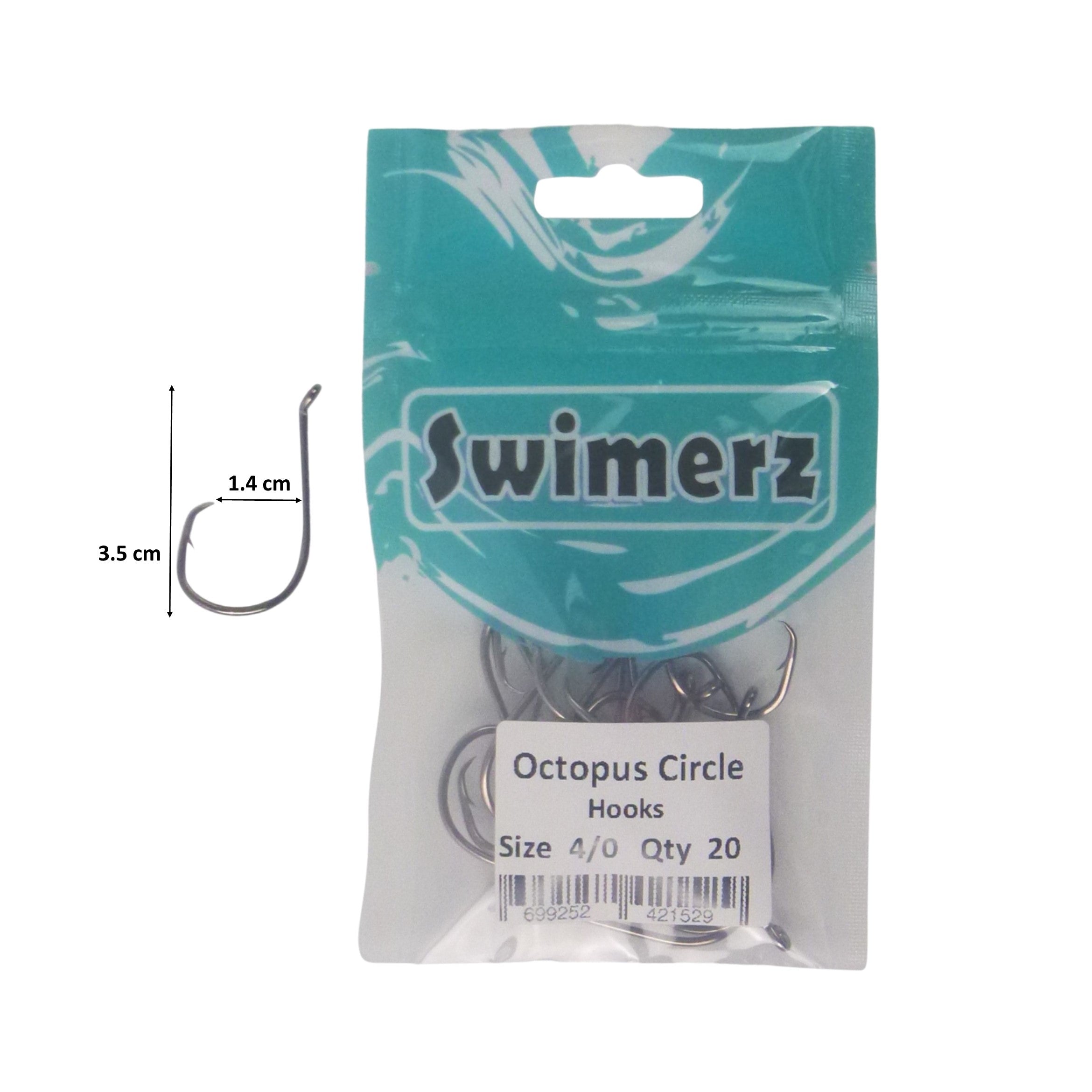 Fishing Tackle: Swimerz 4/0 Octopus Circle Hooks, 20 pack