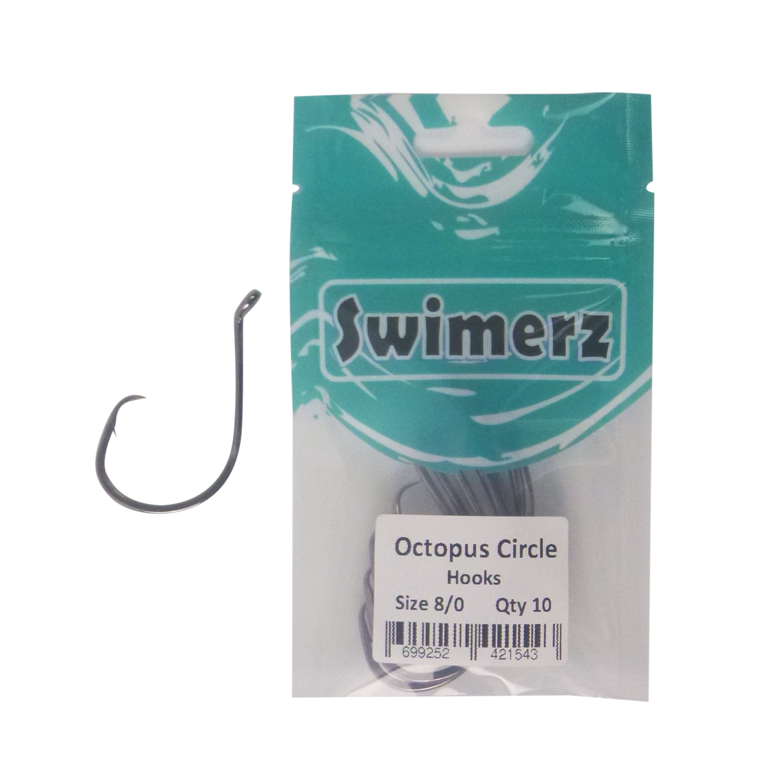 Fishing Tackle: Swimerz 8/0 Octopus Circle Hooks, 10 pack