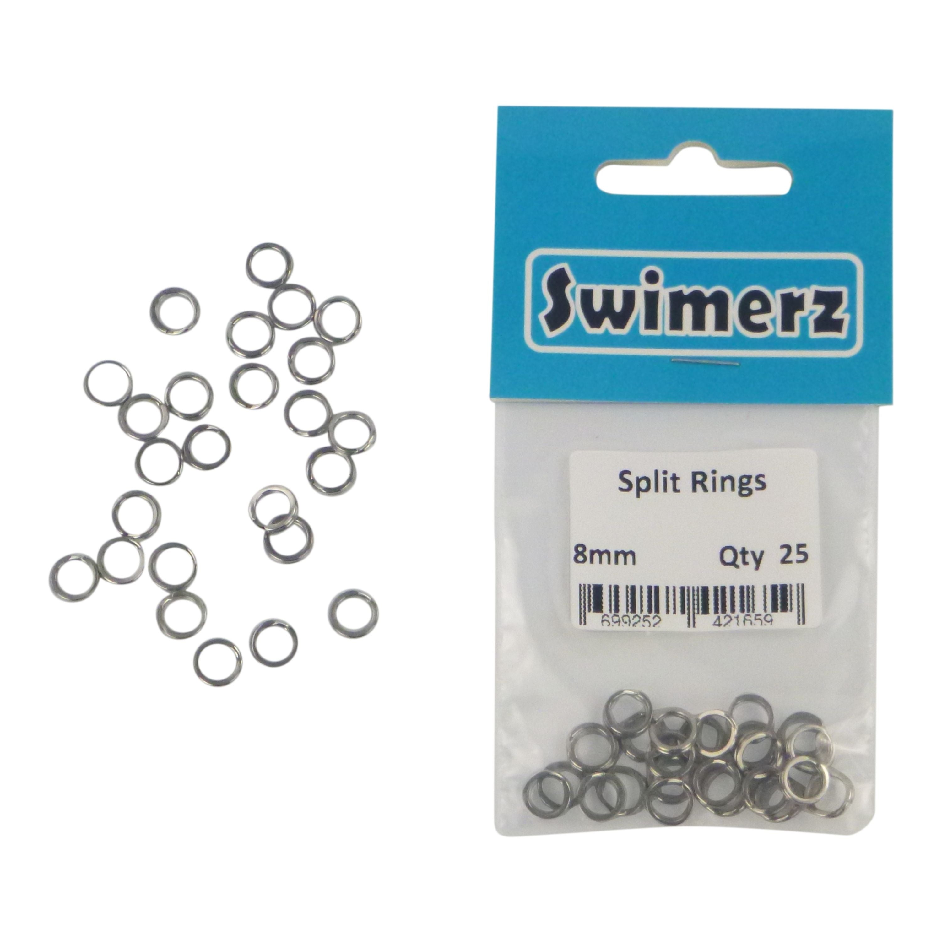 Fishing Tackle: Swimerz 8mm Split Ring Stainless Steel, 25 Pack
