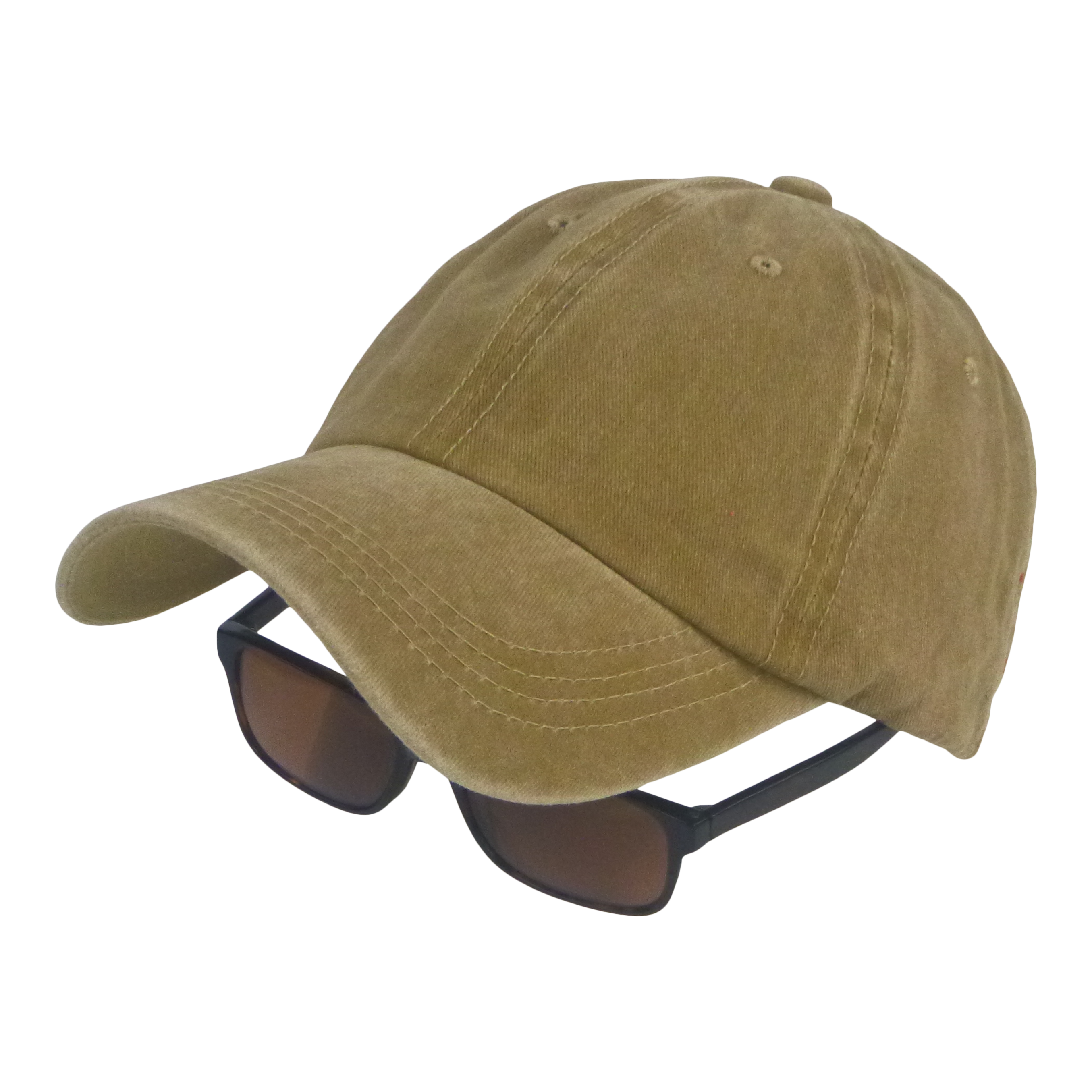 Fishing Tackle: BSTC 6-Panel Baseball Cap, Distressed Cotton, Tan