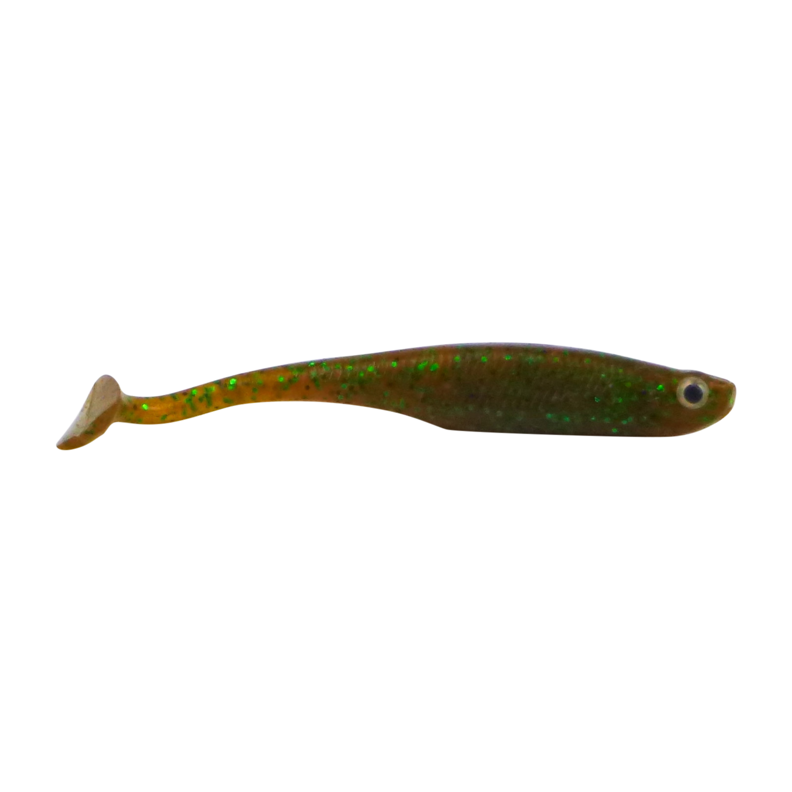 Fishing Tackle: Swimerz Soft Shad 100mm Paddle Tail lure, Green Pumpkin, 6 pack