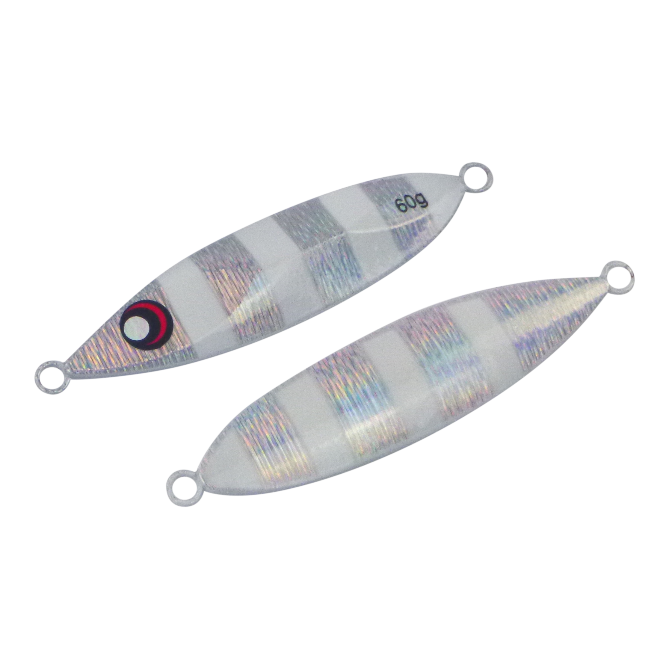 Fishing Tackle: Finesse Slow Pitch Flutter Jig, 60gm, Silver White, 2 pack