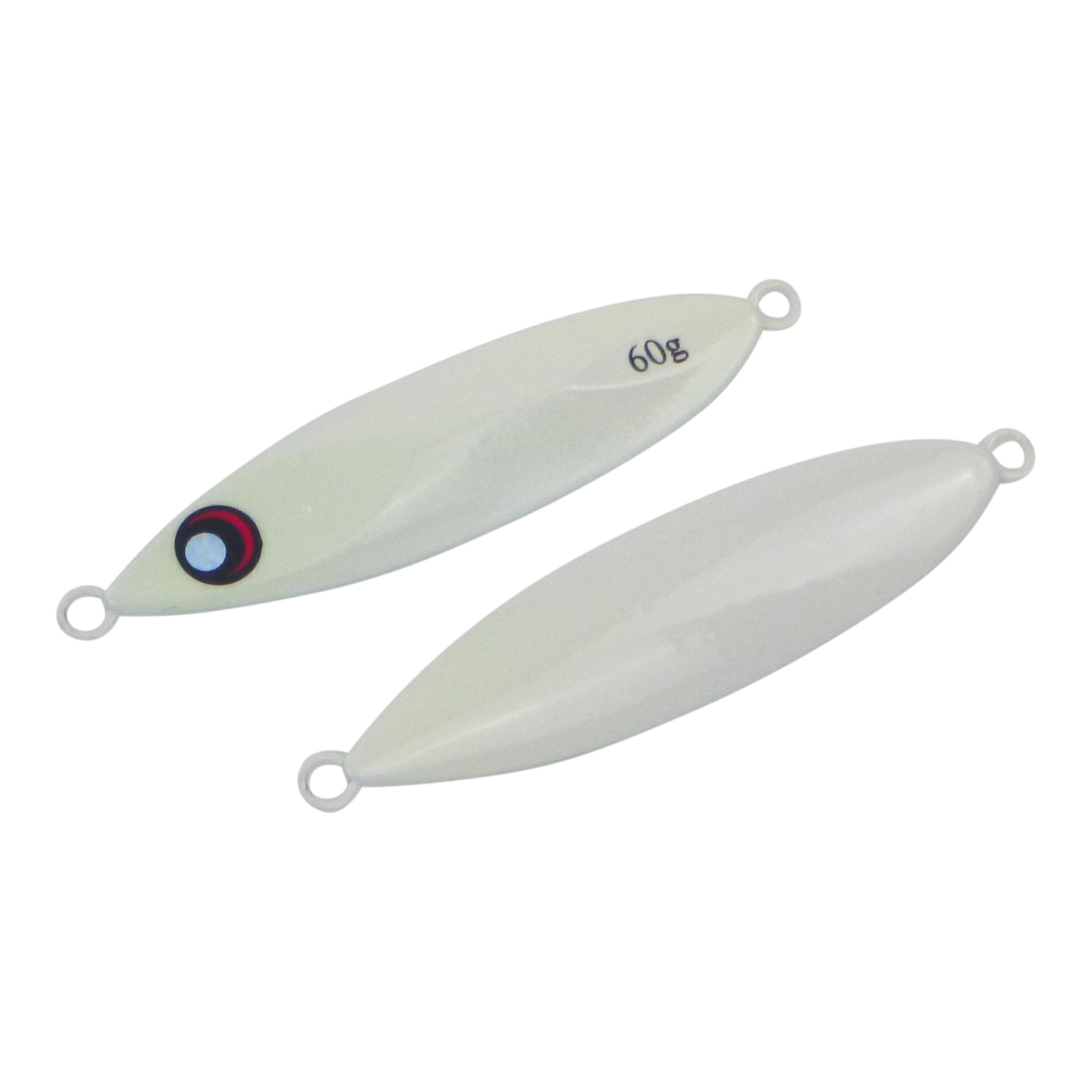 Fishing Tackle: Finesse Slow Pitch Flutter Jig, 60gm, Lumo White, 2 pack