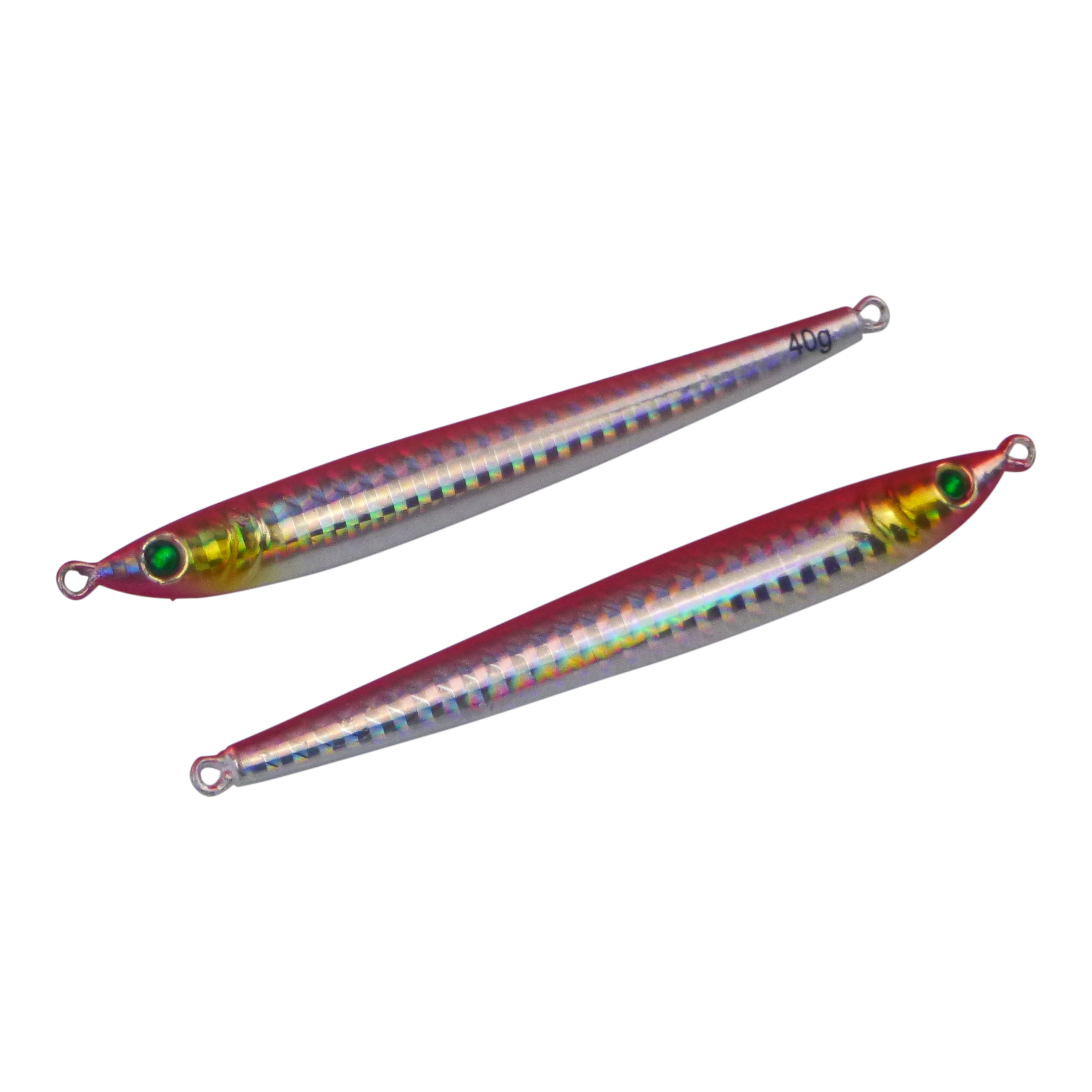 Fishing Tackle: Finesse Pencil Jig, 40gm, Magenta Silver, 2 pack