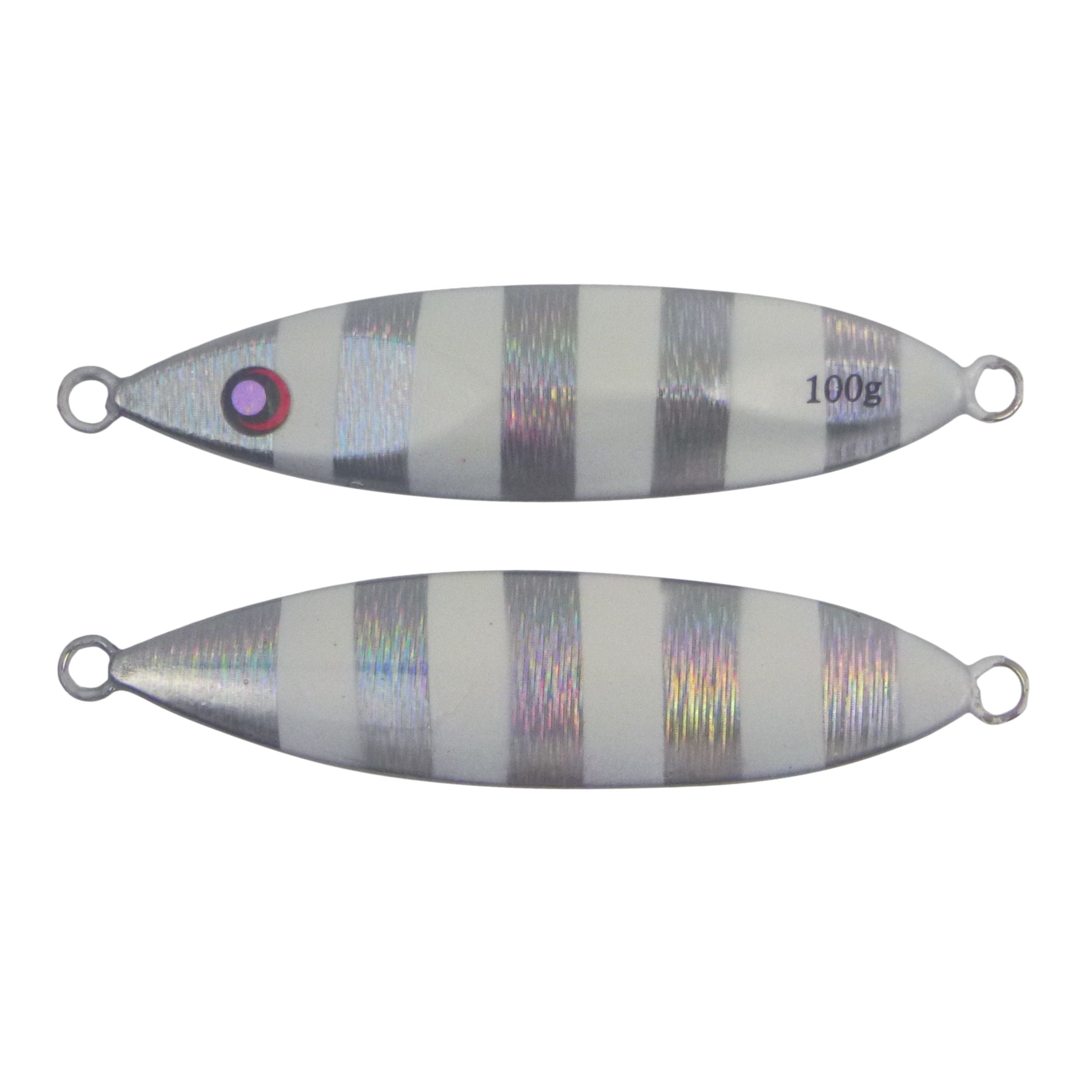 Fishing Tackle: Finesse Slow Pitch Flutter Jig, 100gm, Silver White, 2 pack