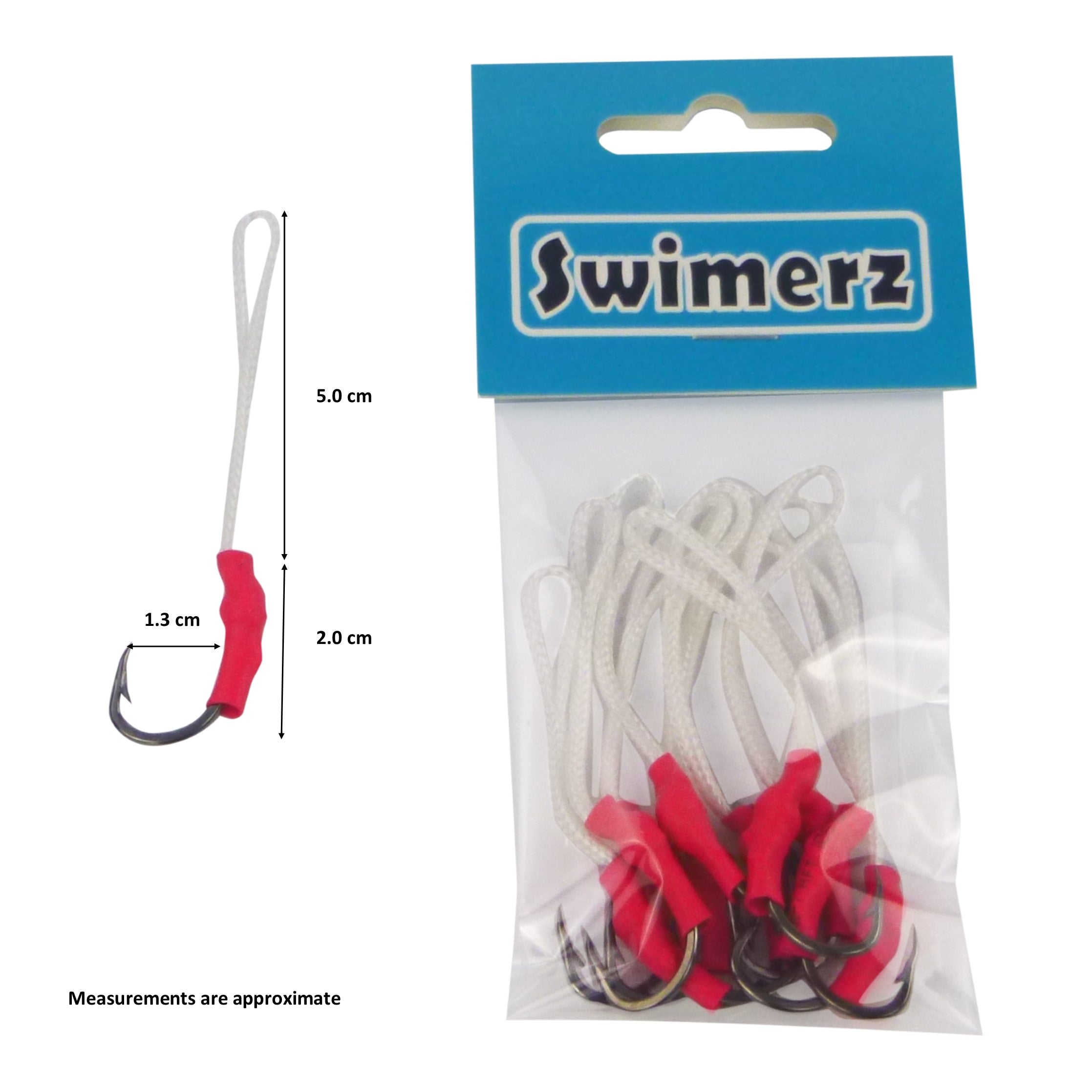 Fishing Tackle: Swimerz 1/0 Single Assist Hooks, 10 pack