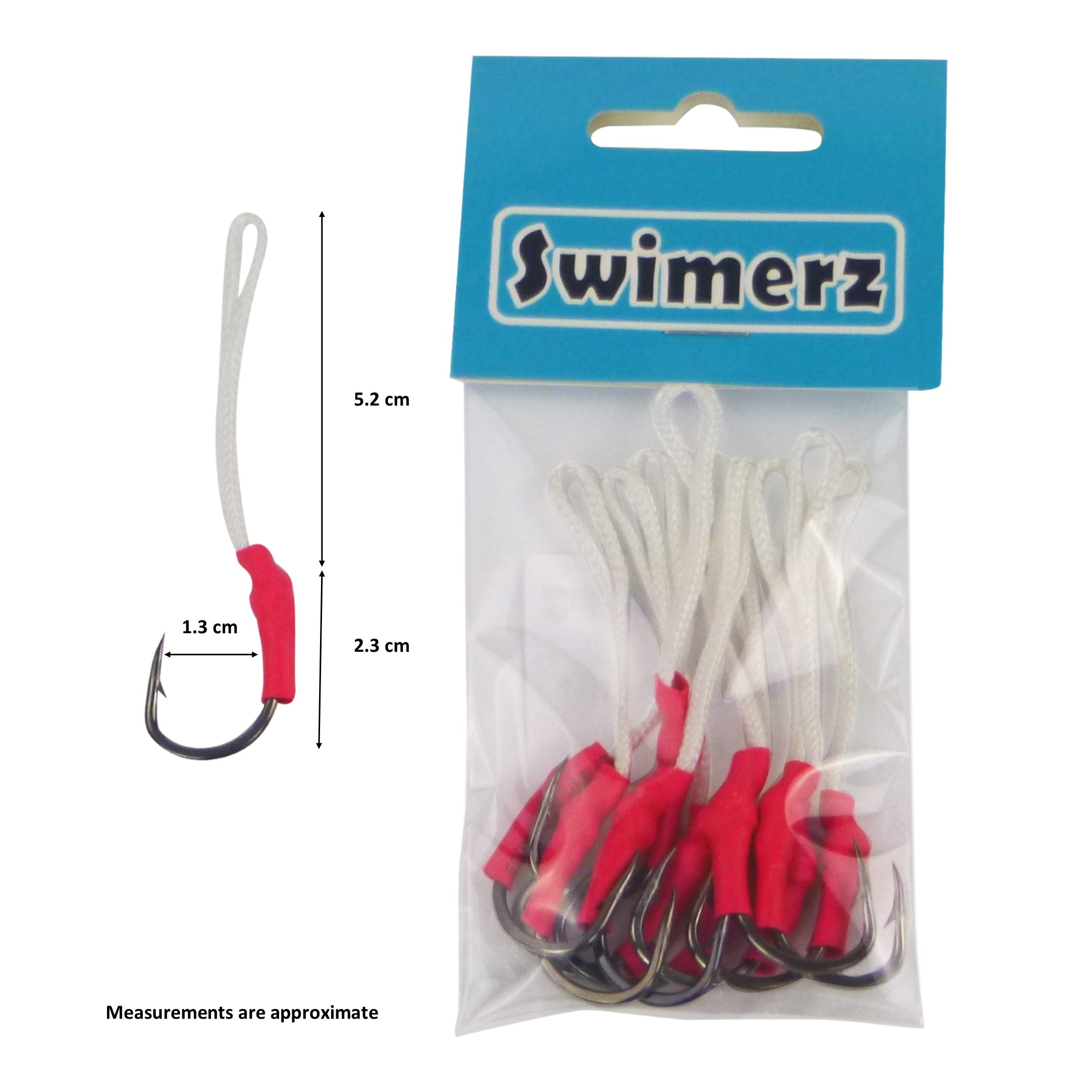Fishing Tackle: Swimerz 2/0 Single Assist Hooks, 10 pack
