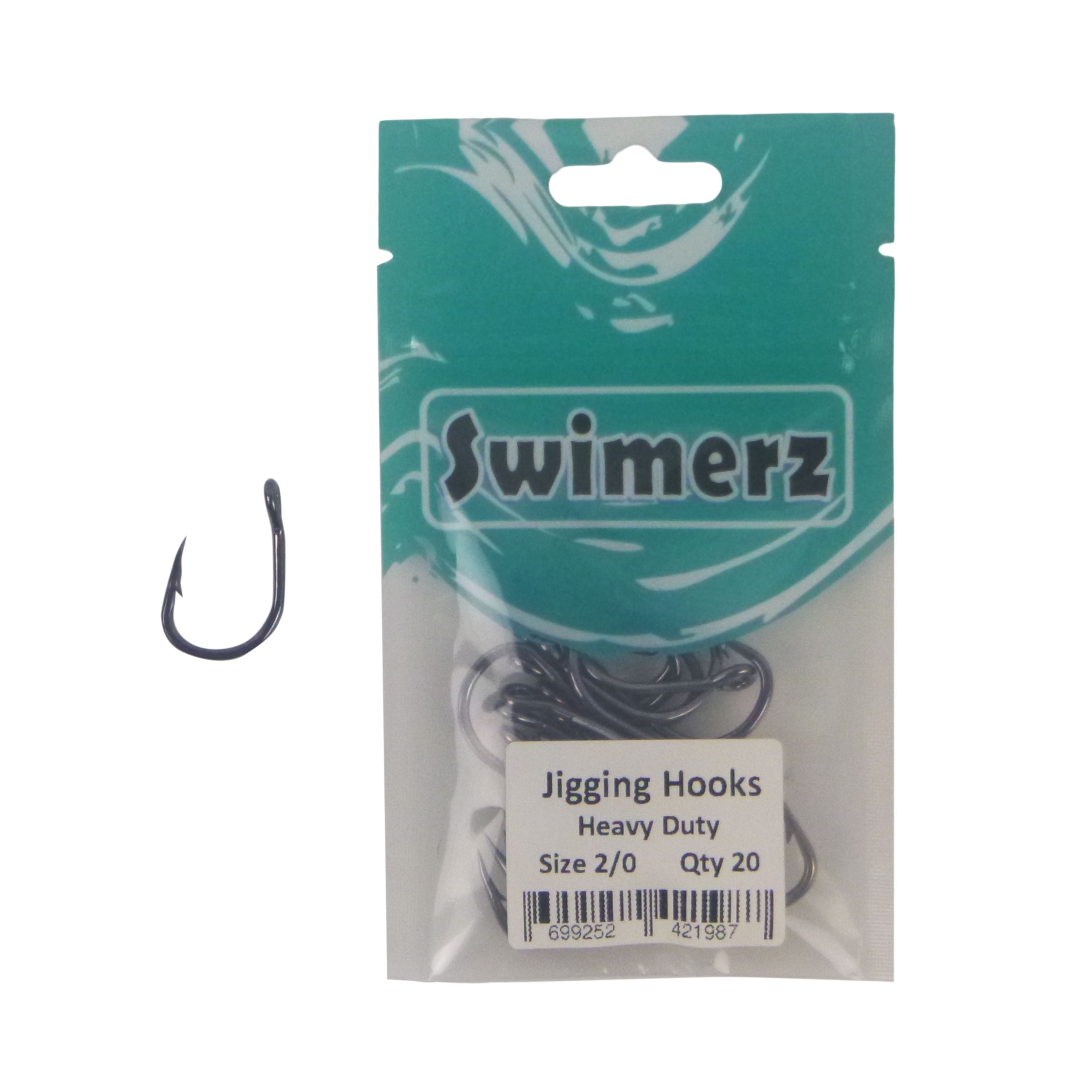 Fishing Tackle: Swimerz 2/0 Heavy Duty Jigging Hooks 20 pack