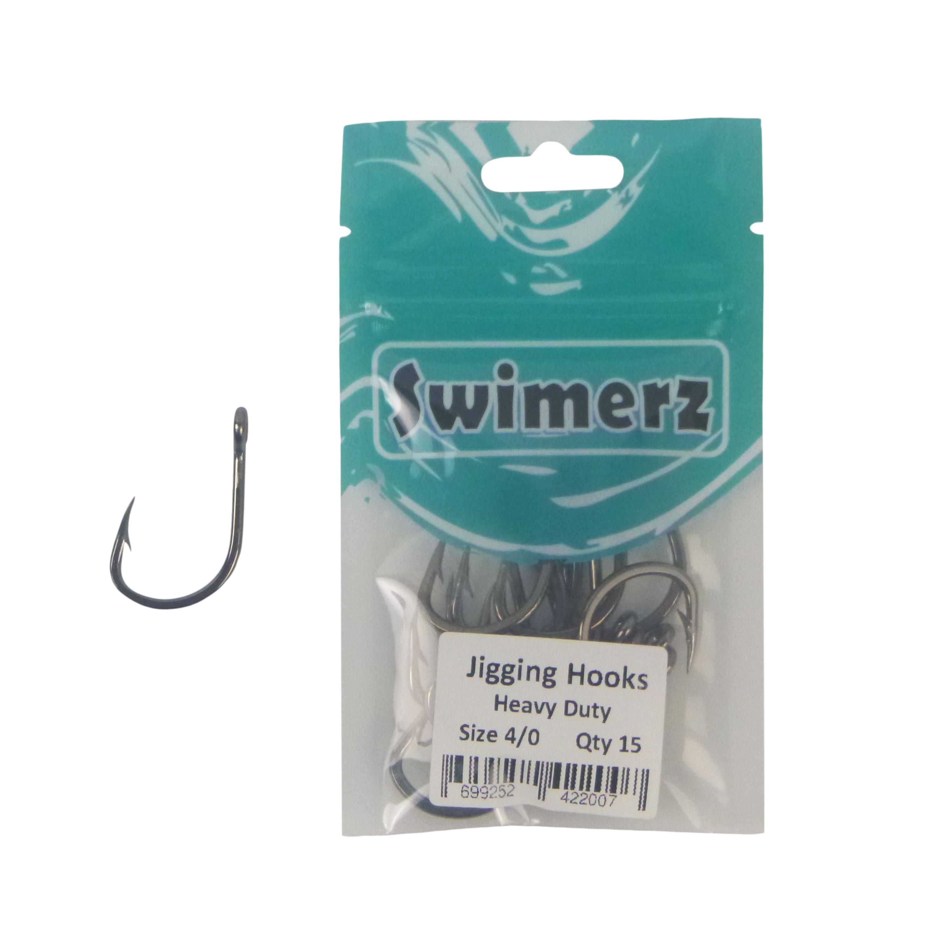 Fishing Tackle: Swimerz 4/0 Heavy Duty Jigging Hooks 15 pack