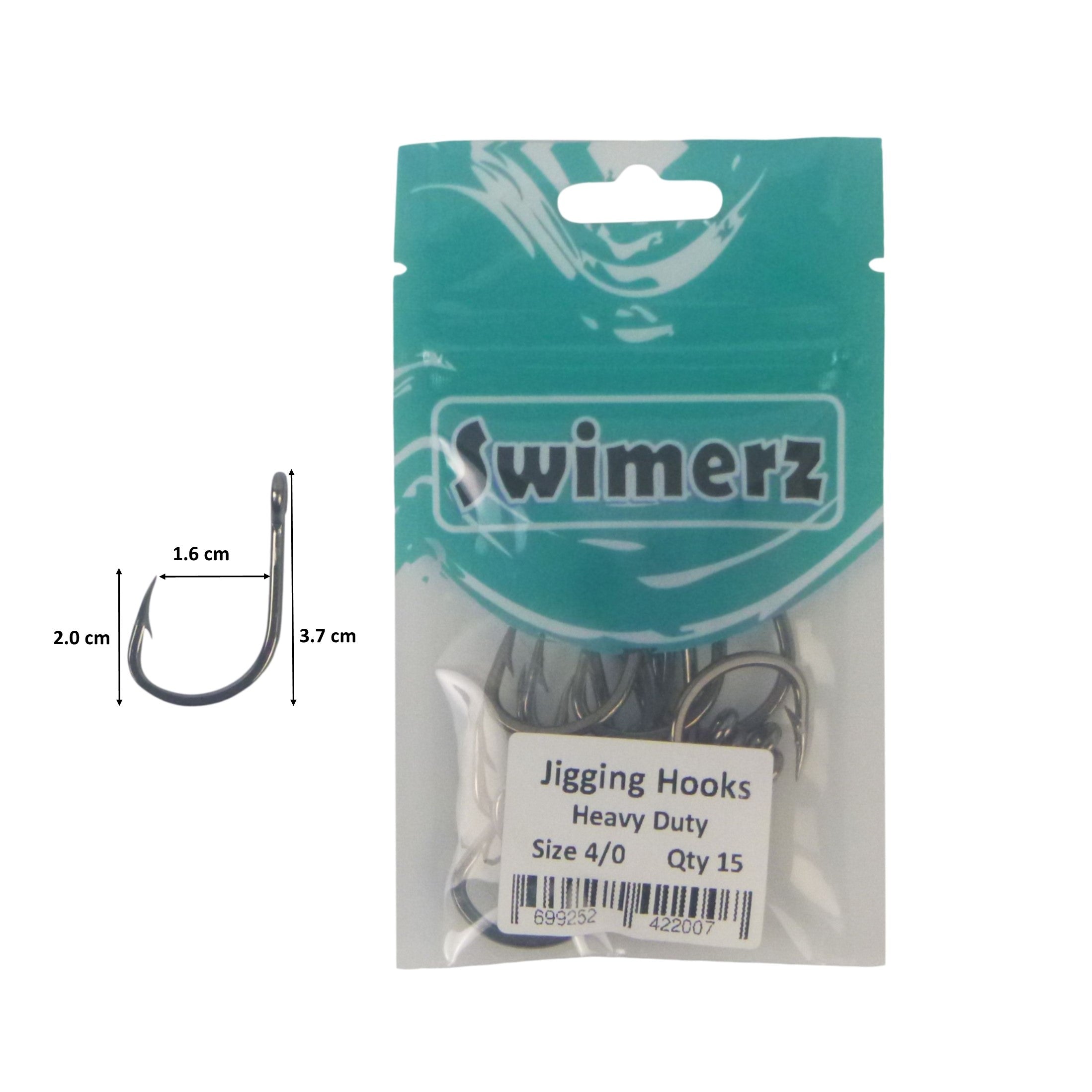 Fishing Tackle: Swimerz 4/0 Heavy Duty Jigging Hooks 15 pack
