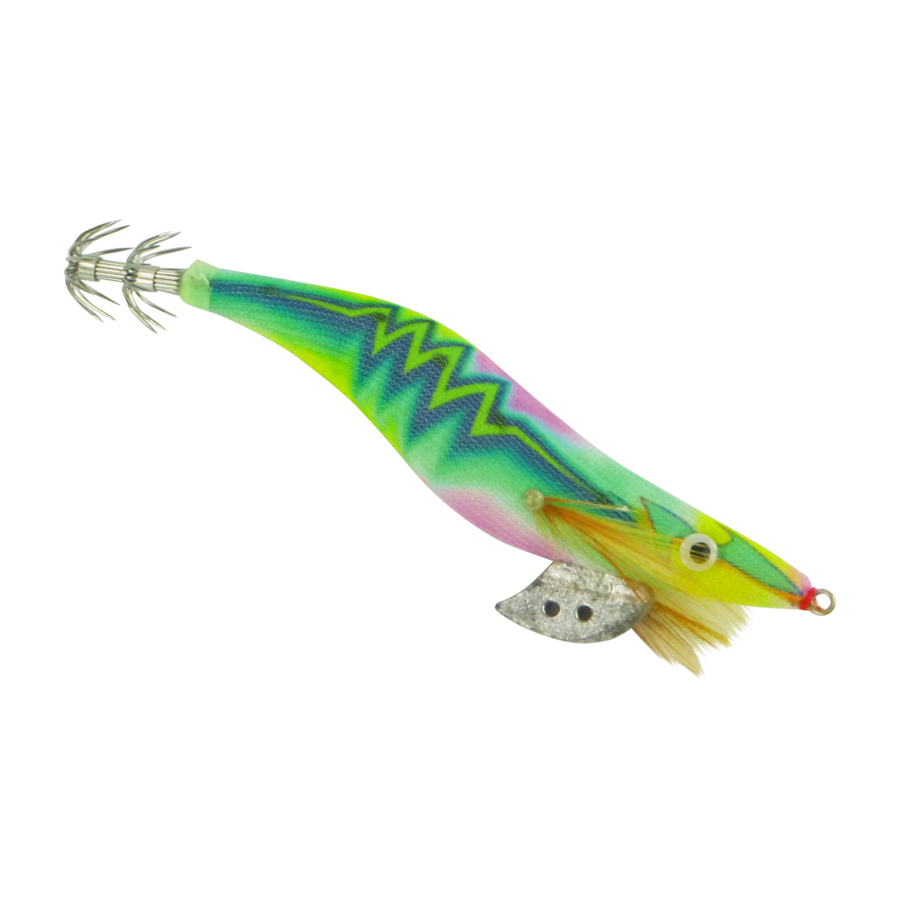 Fishing Tackle: Finesse Rumoika Squid Jig, Lime Glow, size 3.5, 2 pack