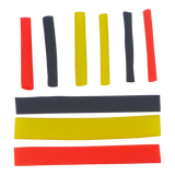 Fishing Tackle: Swimerz Assist Hook Sleeves, 4mm Shrink Tube, Black, Yellow & Red, 50mm. Qty 45.