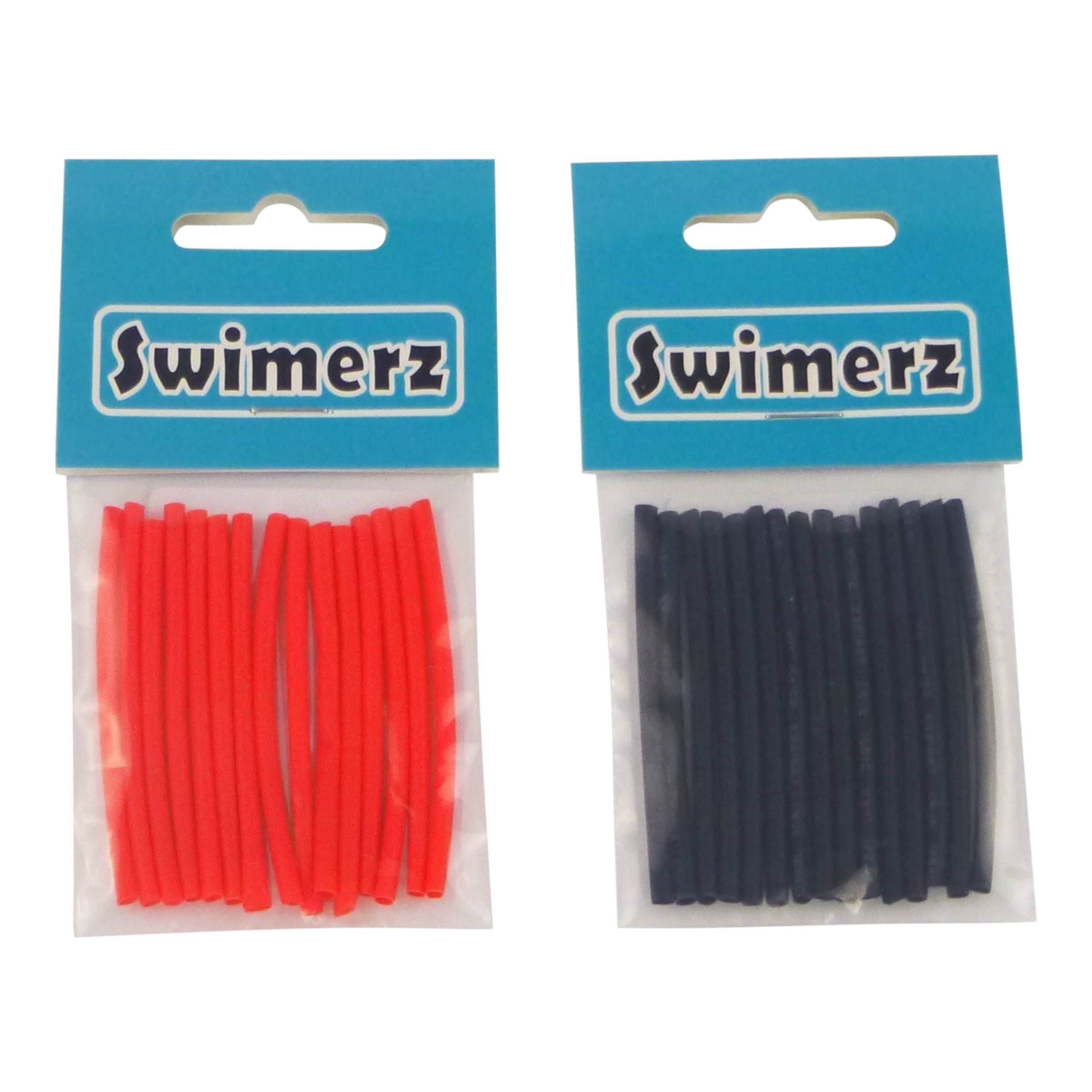 Fishing Tackle: Swimerz Assist Hook Sleeves, 2mm Shrink Tube, Black & Red, 50mmL. Qty 60.