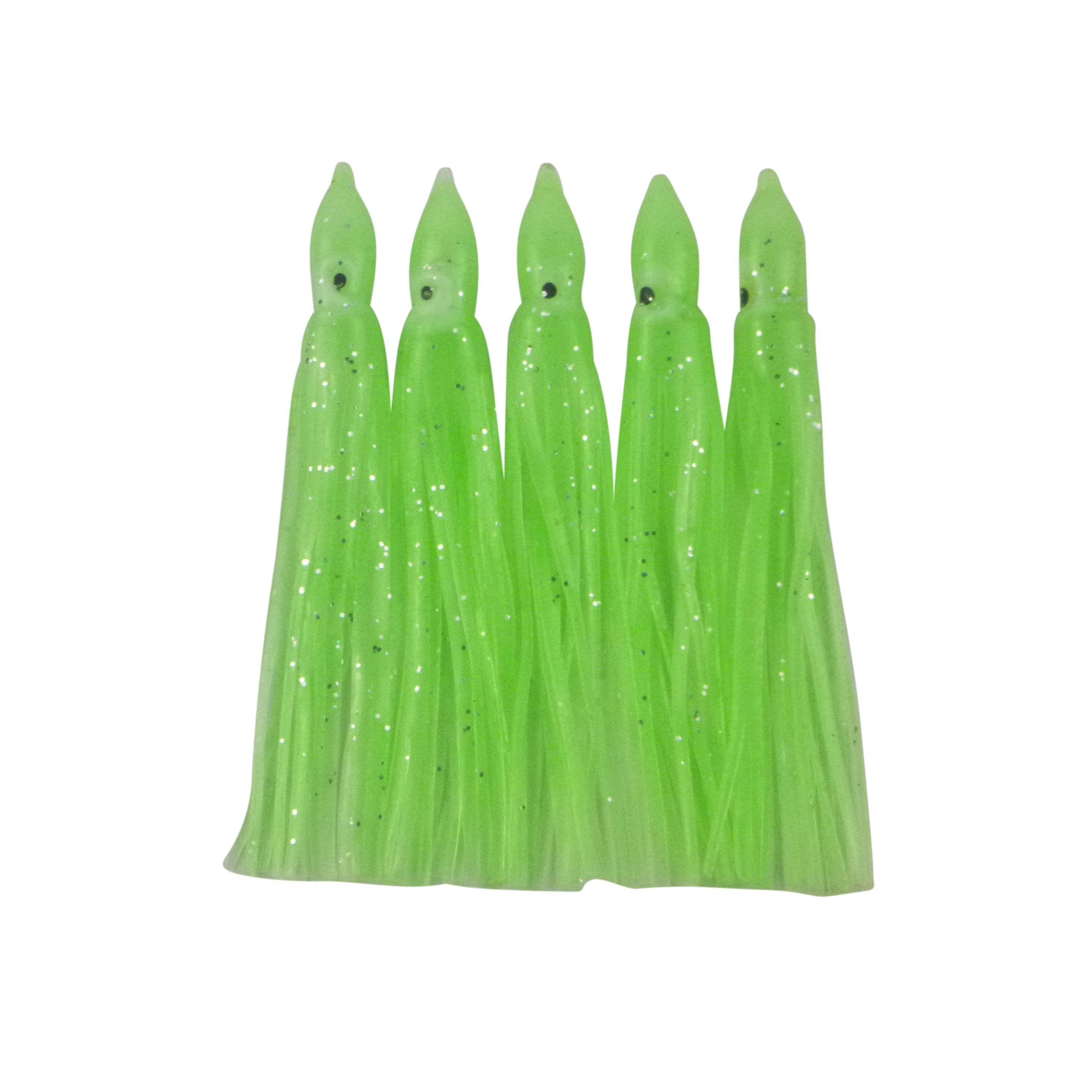 Fishing Tackle: Swimerz Octopus Skirts 100mm Lumo Green, 5 pack