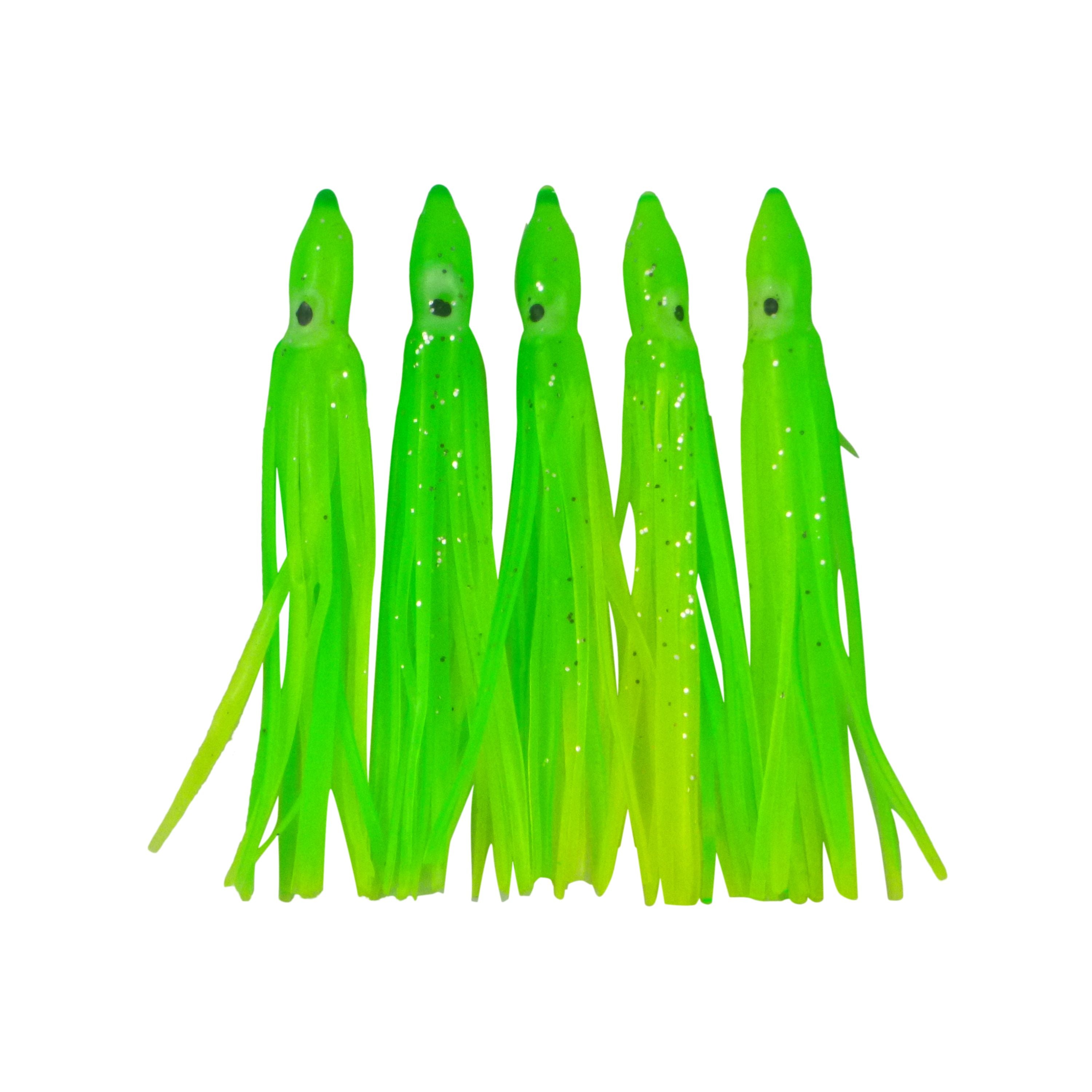 Fishing Tackle: Swimerz Octopus Skirts 100mm Lemon Lime, 5 pack