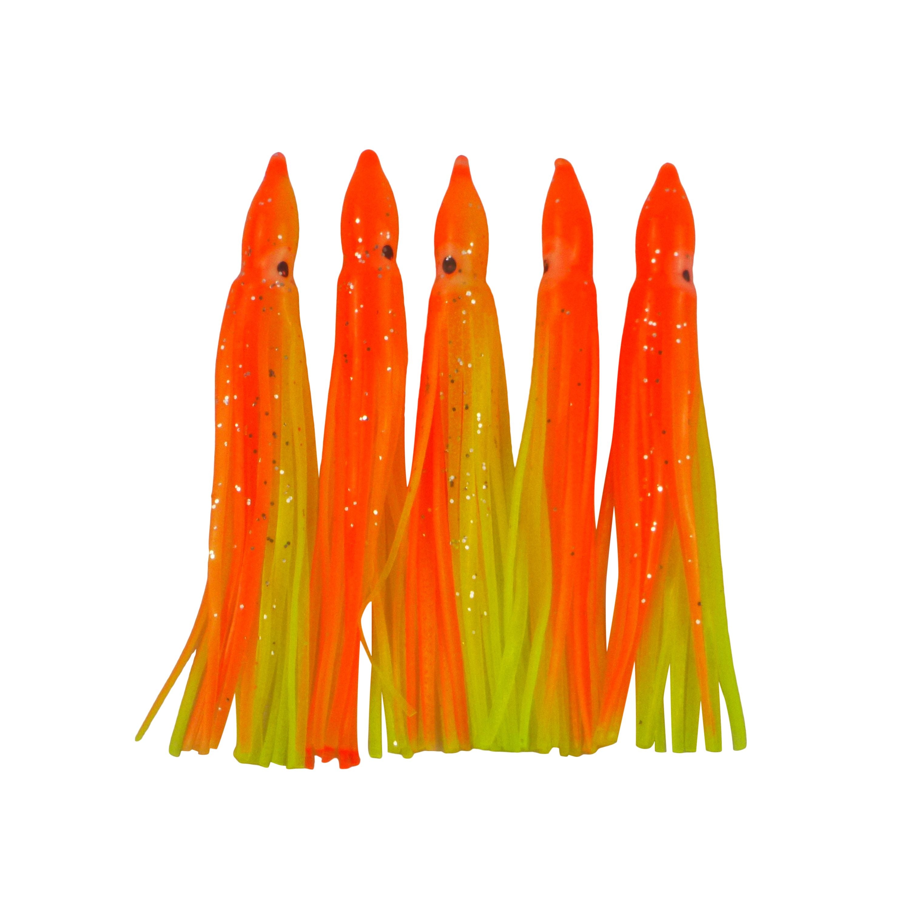 Fishing Tackle: Swimerz Octopus Skirts 100mm Orange Fire, 5 pack