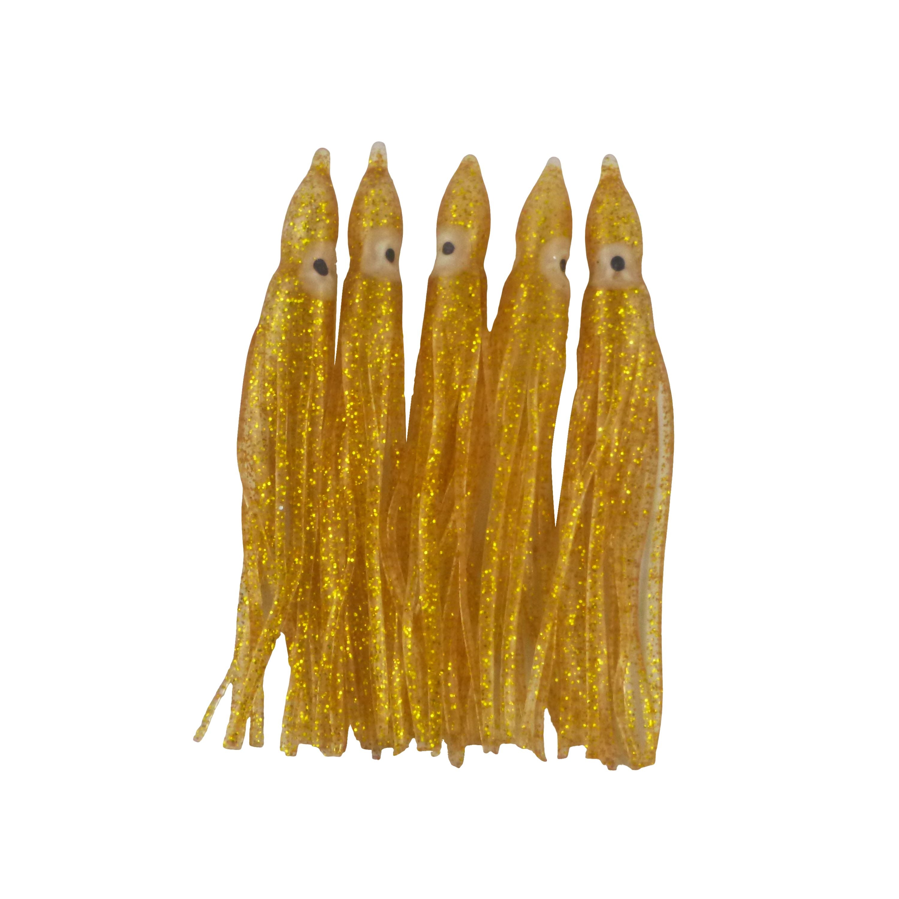 Fishing Tackle: Swimerz Octopus Skirts 100mm Gold Glitter, 5 pack